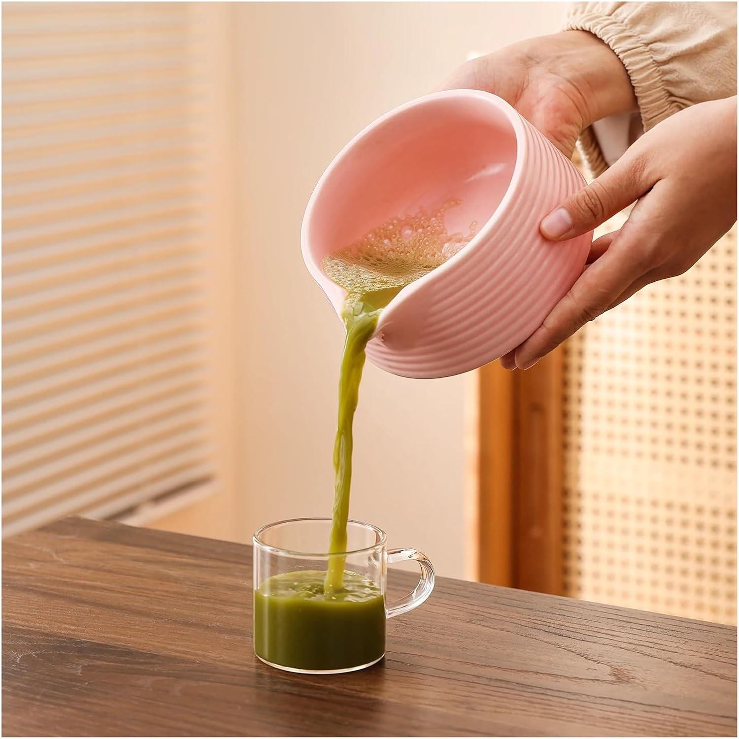 Complete Set Of 6 Matcha Tools Including Bowl, Bamboo Whisk, Powder Sifter, Stainless Steel Sieve, Cute Cat Ornament(Blue)