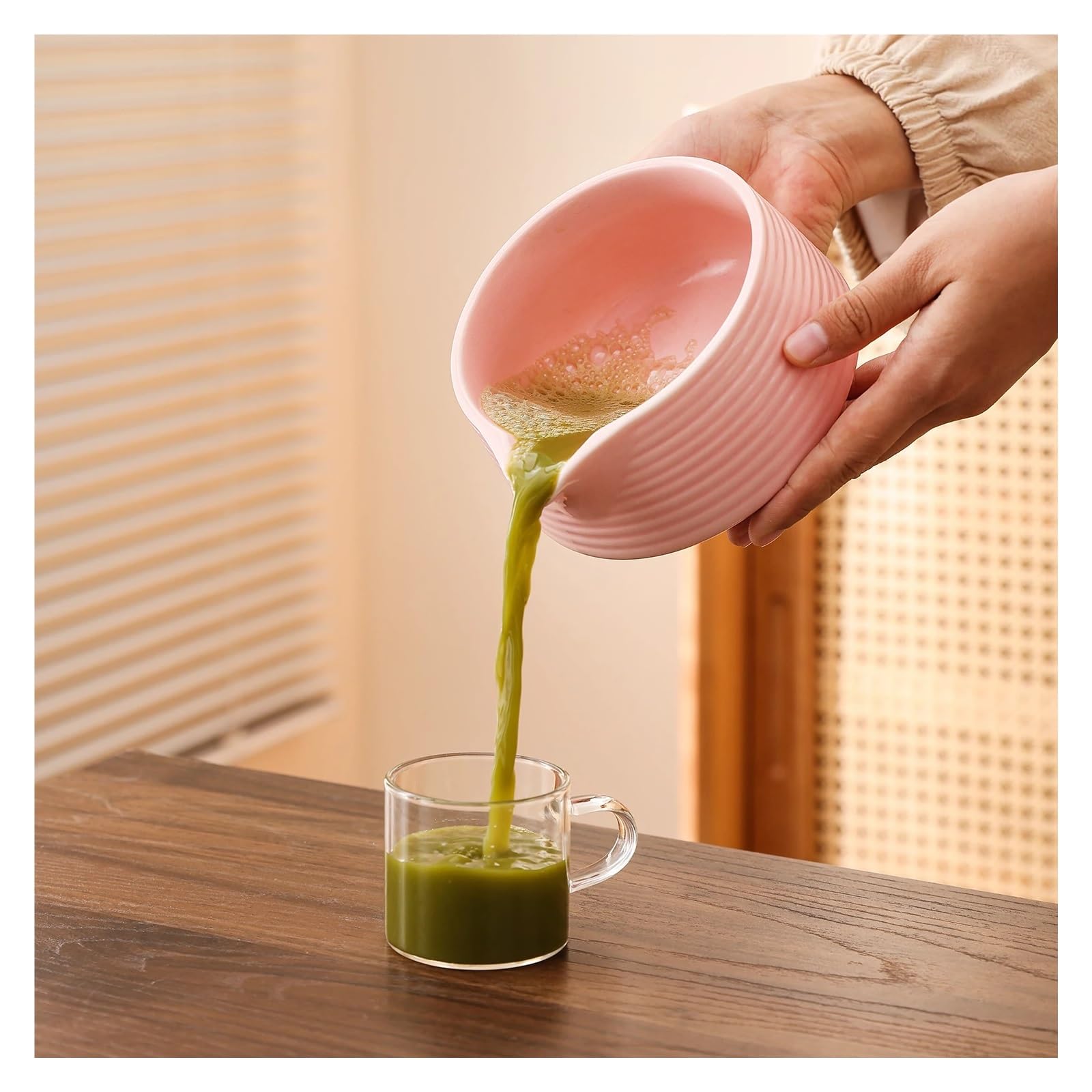 Juego completo de 6 herramientas Matcha que incluyen cuenco, batidor bambú, tamiz polvo, acero inoxidable, bonito adorno gato(Blue)