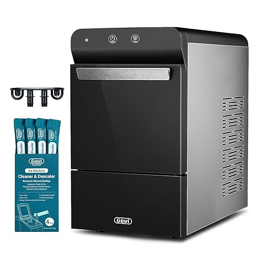 Gevi Household Encimera Gemi Nugget Ice Maker GIMN-1000BBK y limpiador de máquina de hielo (4 usos) y tapón de drenaje para máquina de hielo
