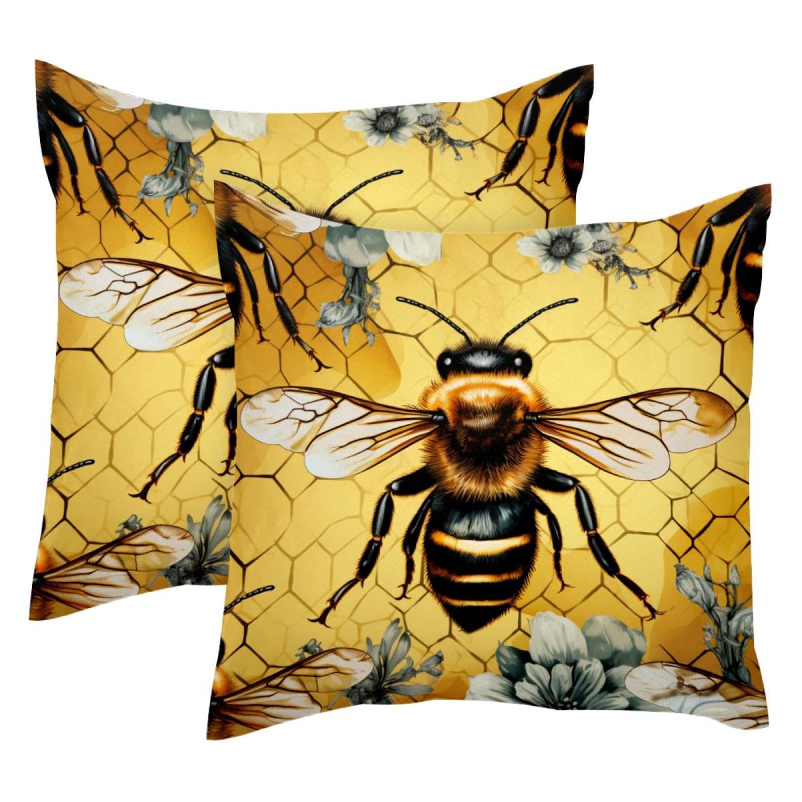 Housse de coussin velours 50 x 50 cm abeille pour un salon cocooning chaleureux