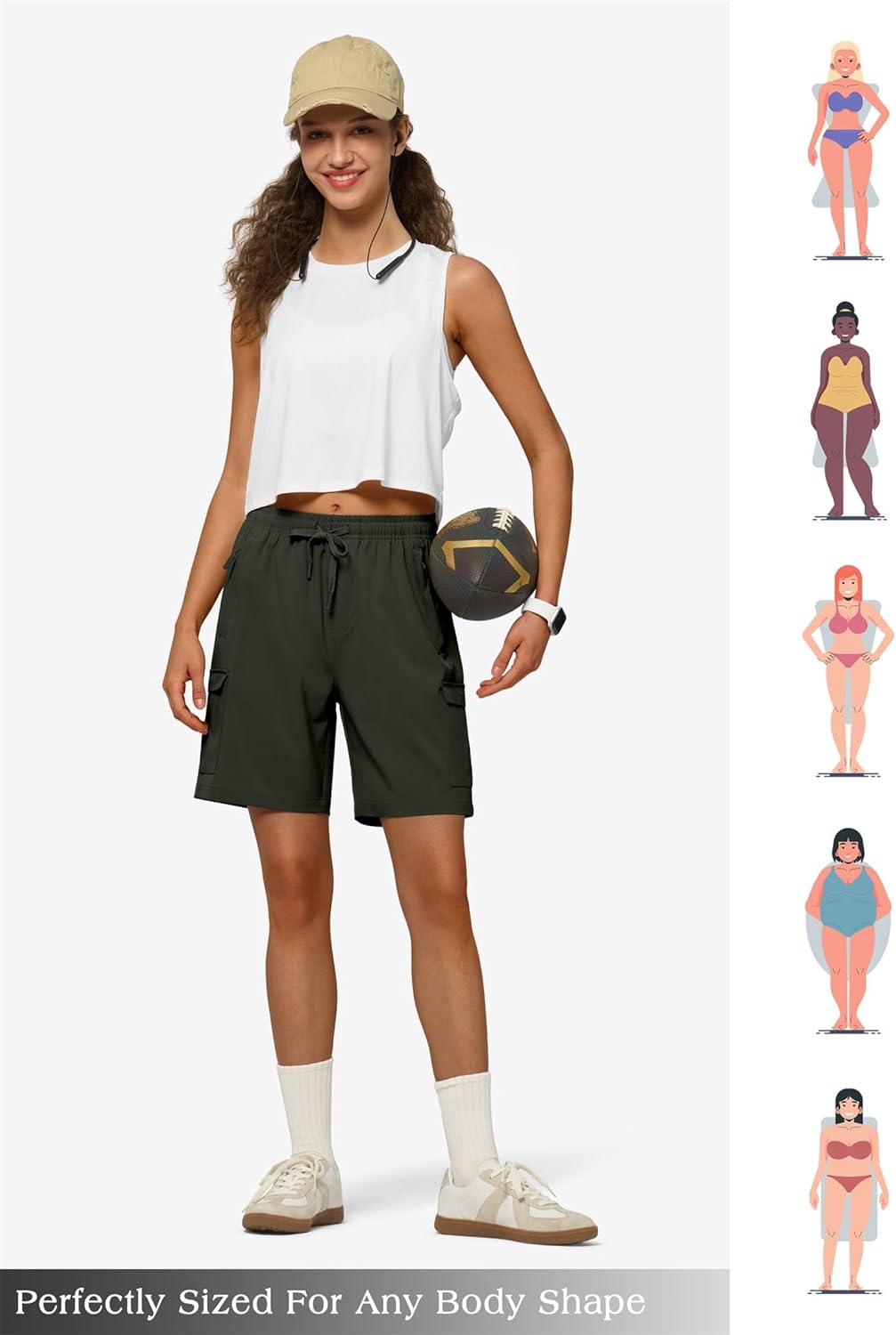 Willit Women's 7''/9" Hiking Cargo Athletic Shorts with Zipper Pockets Quick Dry for Camping, Golf, Travel Water Resistant - Image 6