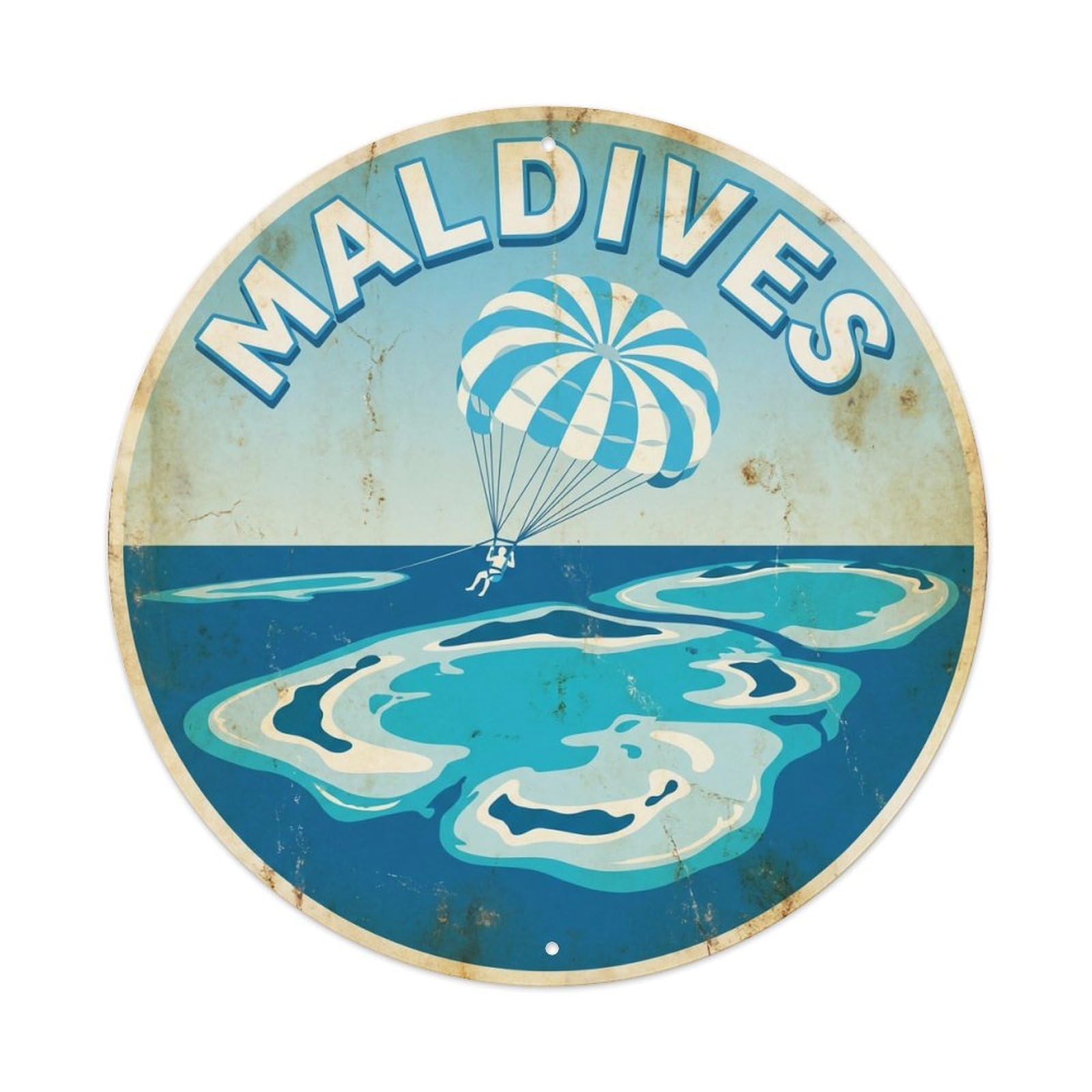 Maldives Parasailing Ocean Activity Surfing Metal Tin Sign