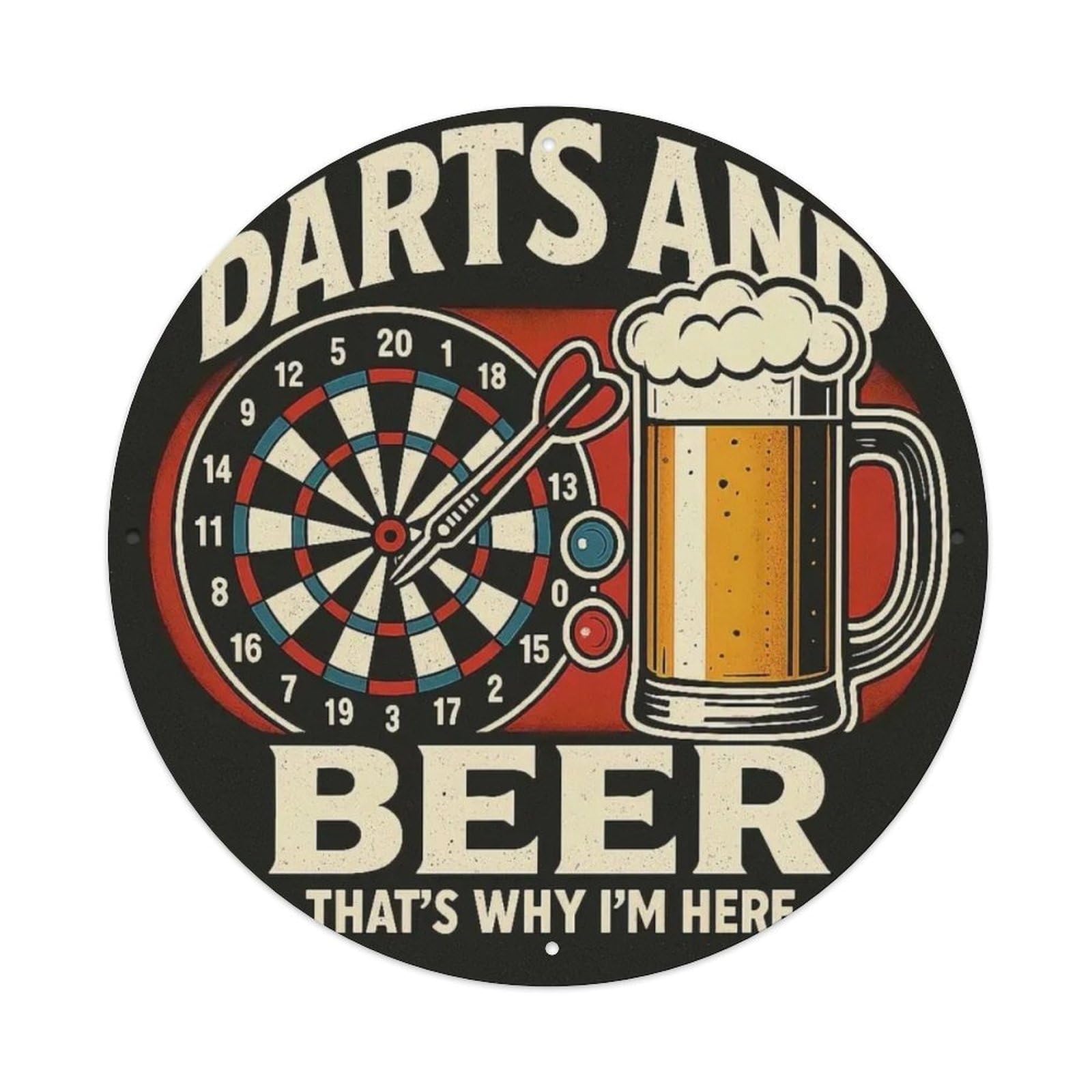Igtefte Vintage Darts & Beer Tin Sign Style Home Bar Garden Wall Plaque Decor Metal Poster 8X8 Inch