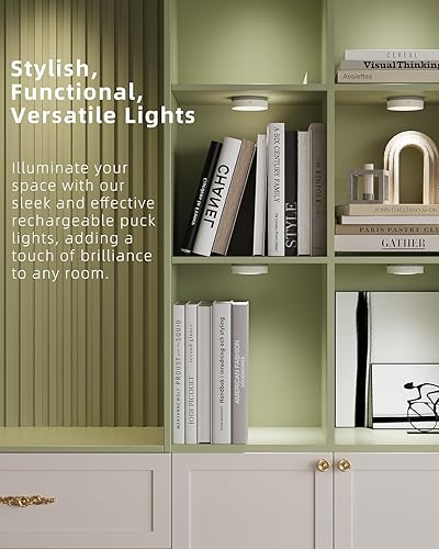 Miniatura 7 de Luces de disco recargables con control remoto, 1600 mAh alimentadas por batería, luces LED adhesivas para armario, luz magnética de grifo, pantalla