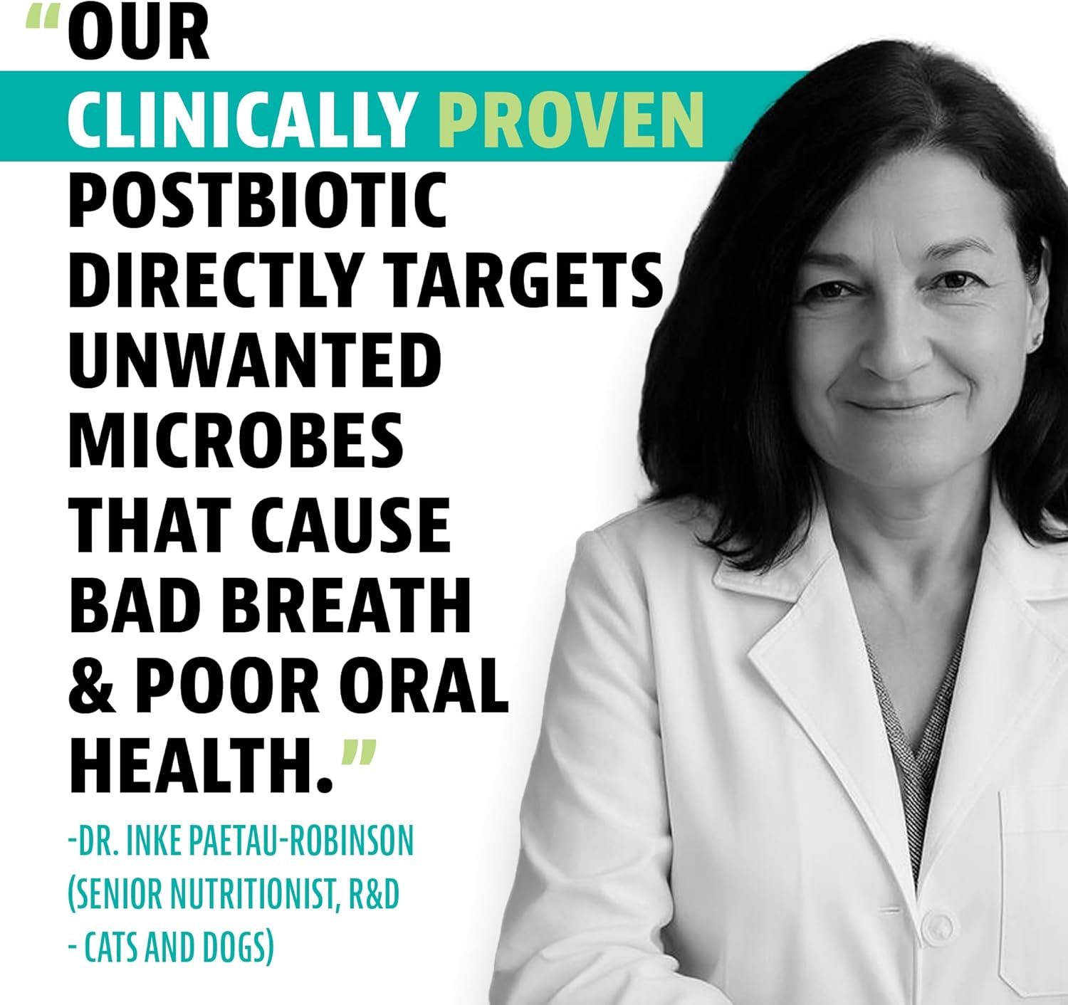 Dinovite Dog Dental Powder, Brush-Free Breath Freshener & Teeth Cleaning Dental Care Powder with Probiotics & Postbiotics, Oral Care Bad Breath Treatment, Large Dogs, Made in USA, 30 Day Supply