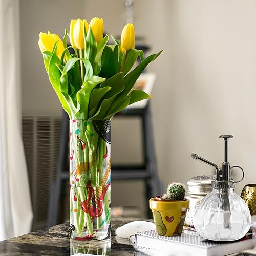 Miniatura 5 de Jarrones cilíndricos de roca musical retro para flores, 11.8 x 3.9 pulgadas, estética, mesa de comedor, estantería, decoración de biblioteca