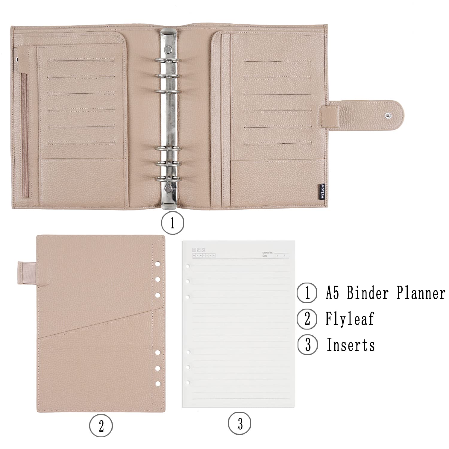 Amazon.com : Moterm A5 Luxe Rings Planner - Genuine Leather Binder 