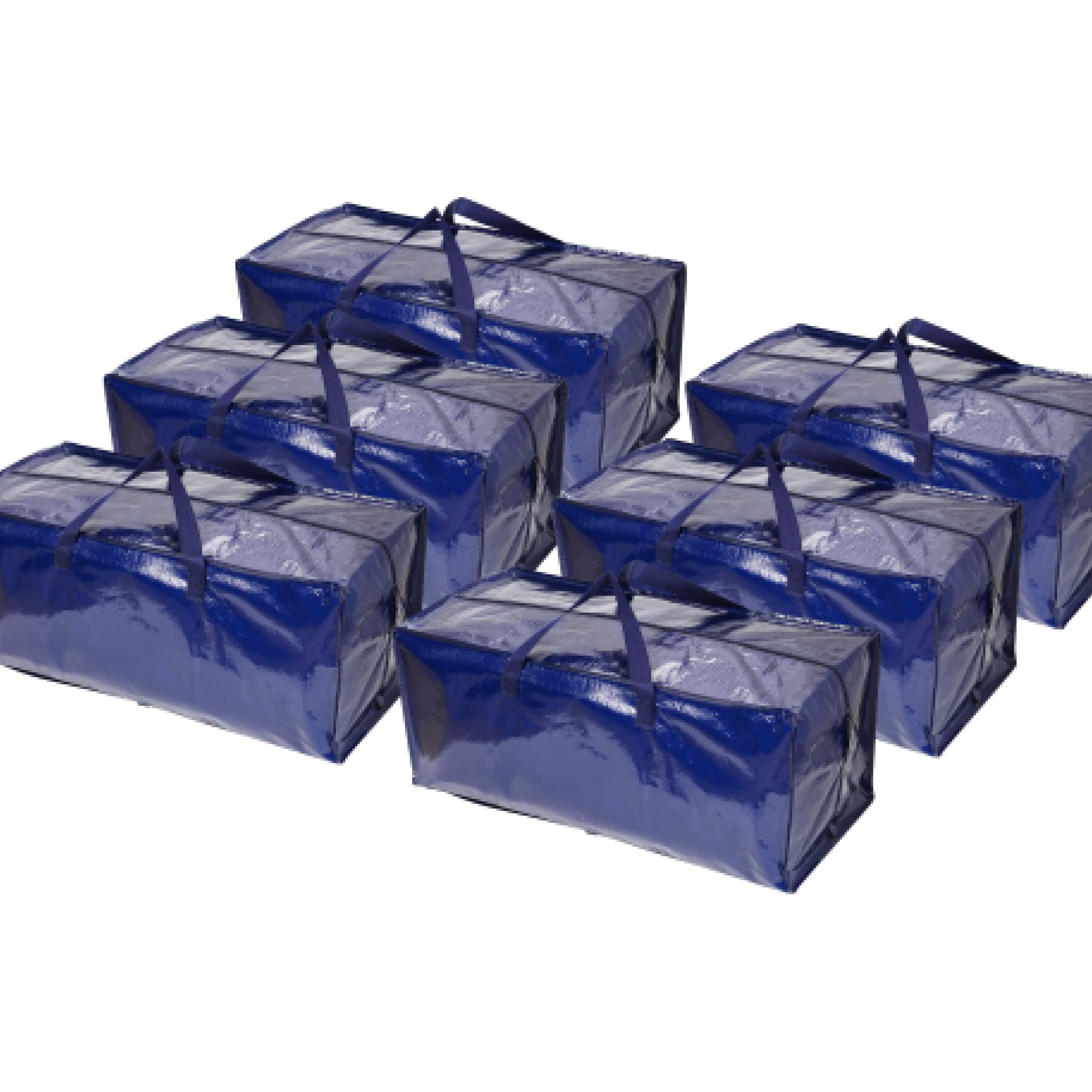 BOX USA Heavy Duty Moving Bags 29.1" x 14.2" x 13", Pack of 6 - Extra Large | Blue Plastic Moving Totes suitable for Packing Clothes, College Dorms, or used as a Water-Resistant Storage Tote