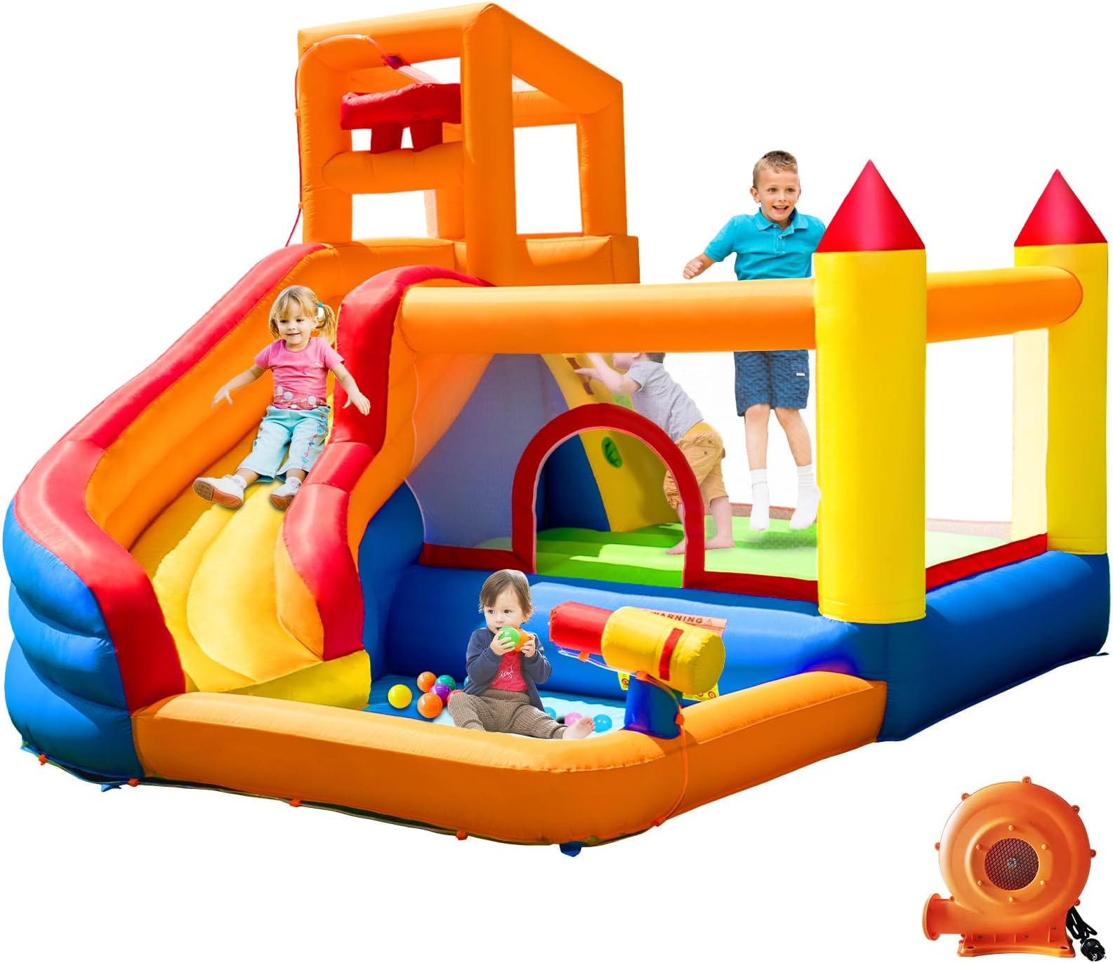 HuaKastro Inflatable Bounce House for Kids with Water Slide, Pool/Ballpit