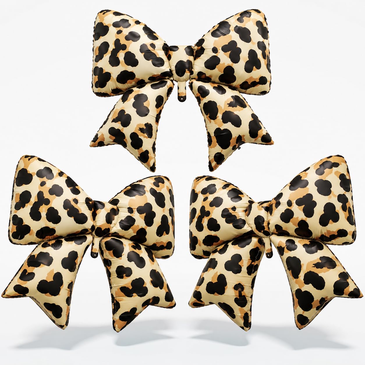 Cheetah Print Bow Balloons 3pcs, Cheetah Leopard Print Birthday Party Decorations 38 Inch Large Leopard Pattern Bow Foil Balloons for Wedding Bachelorette Bridal Shower Animal Jungle Party Decorations