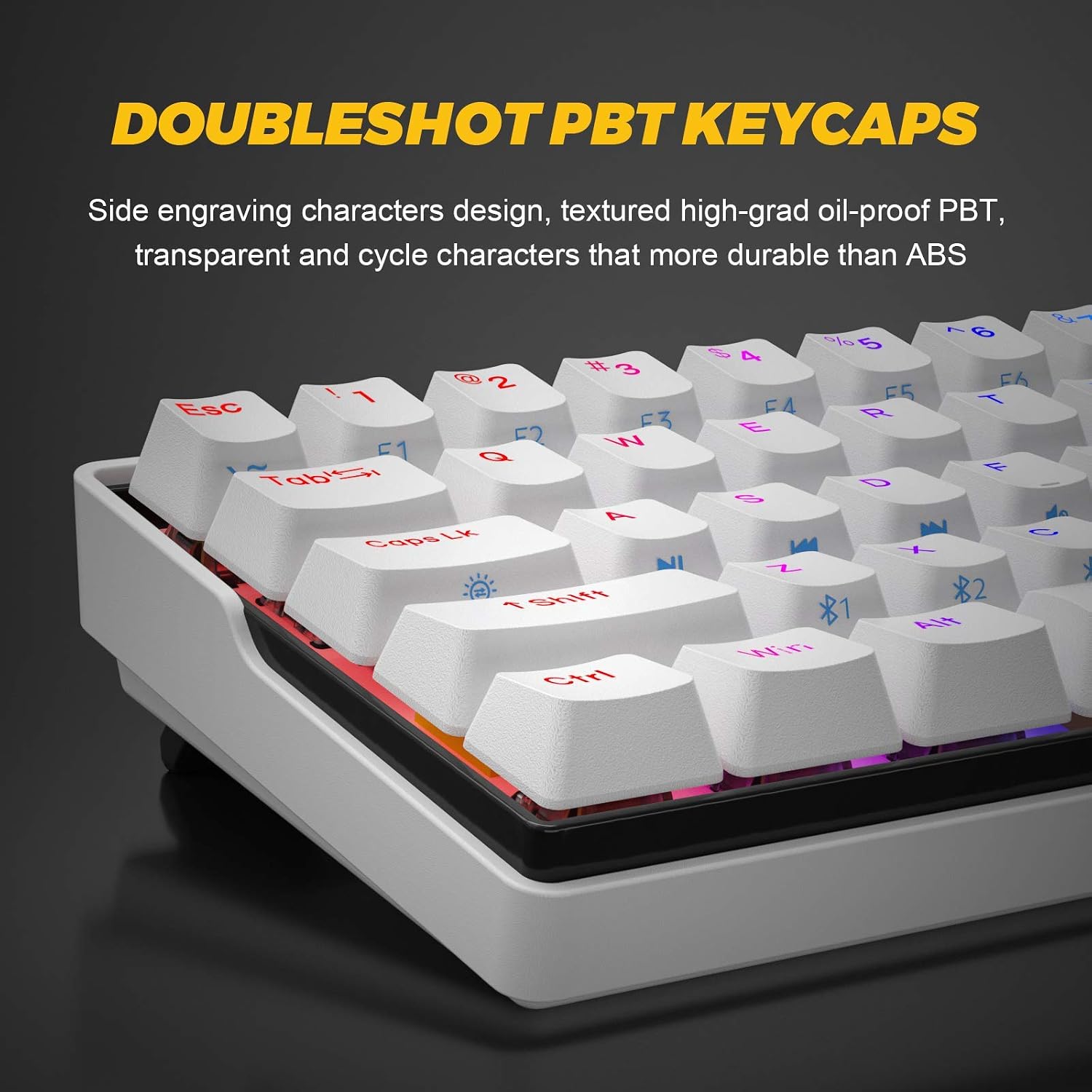 40% Off Discount KEMOVE Snowfox Wired/Wireless 60% Mechanical Gaming Keyboard,Hot Swappable Keyboard RGB Backlit PBT Keycaps Full Keys Programmable - 3000mAh Battery (Gateron Yellow Switch)
