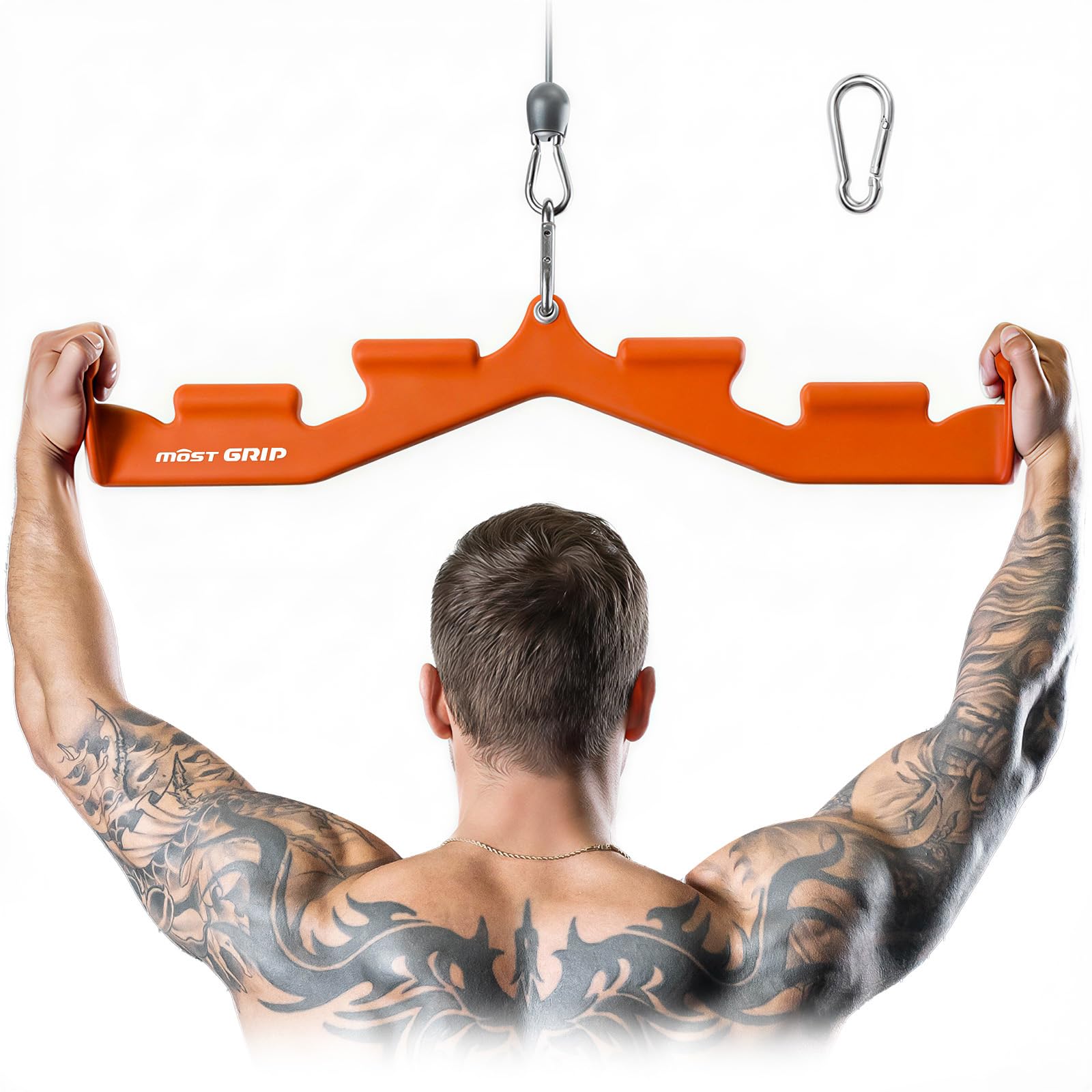 MOST GRIP LAT Pull Down Bar with 6 Ergonomic Handles, Neutral Grip LAT Pulldown Attachments for Whole Back Training, Wide Grip LAT Pulldown Bars for Home Gym Cable