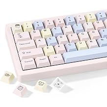 Marshmallow Theme Pink Custom Cute Cartoon Keycaps | PBT 150 Keys Five-Sided Dye-Sublimation Cherry Profile Keycap, Keycaps for Mechanical Keyboards 60% 75% 80% 100%