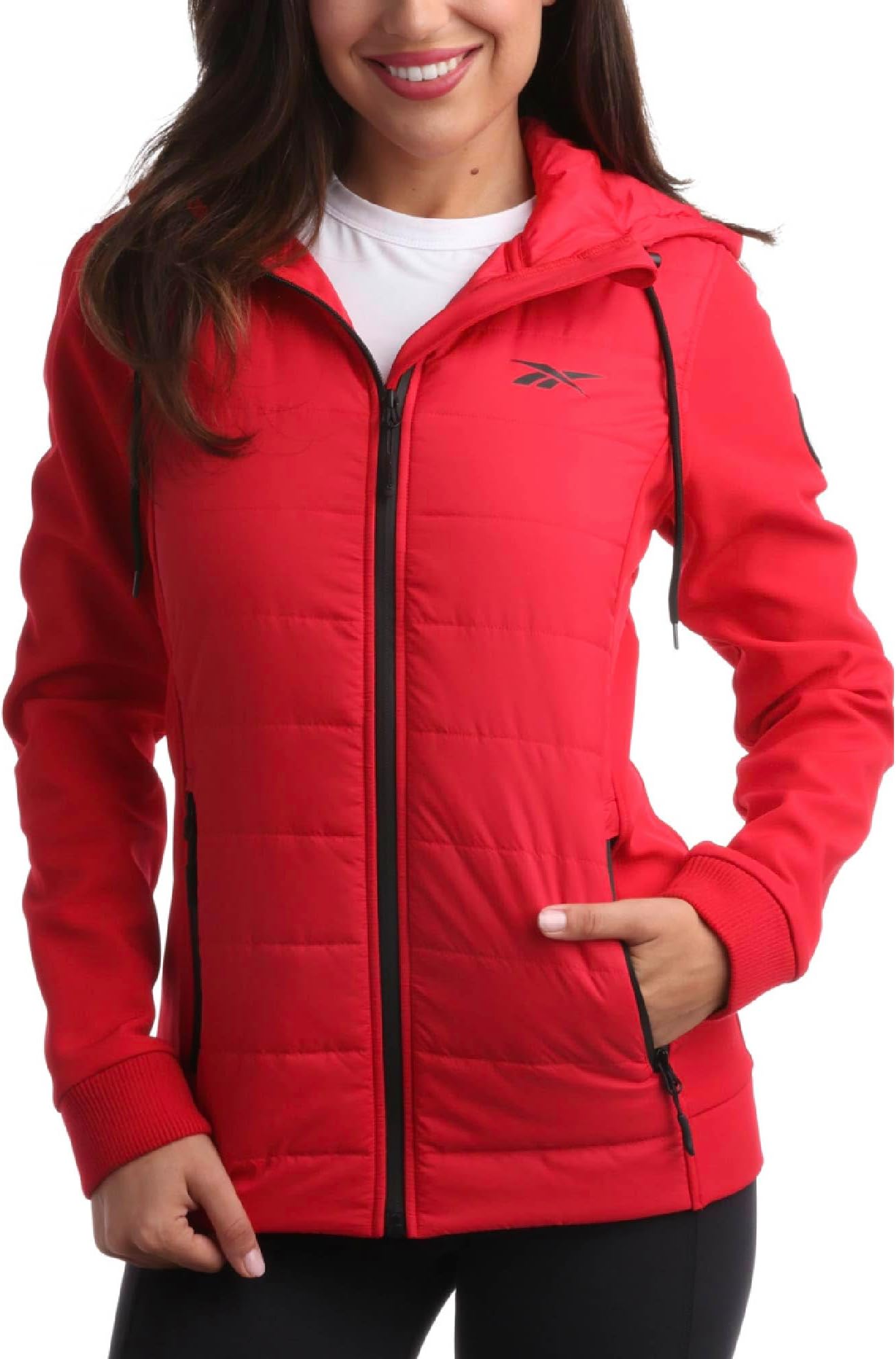 adidas red cropped puffer jacket