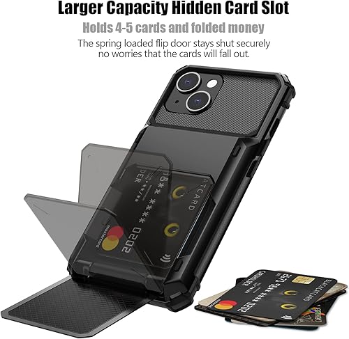 Miniatura 2 de Nvollnoe for iPhone 14 Case with Card HolderStore 5 Cards Dual Layer Heavy Duty Shockproof iPhone 14 Wallet Case with Hidden Card Slot Large Storage