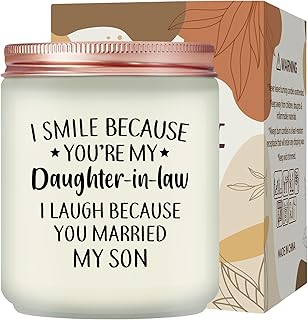 Maybeone Mothers Day Gifts for Daughter in Law - Daughter in Law Gifts for Christmas Day Birthday Wedding from Mother in Law - I Smile Because You are My Daughter-in-Law - Lavender Scented Candle