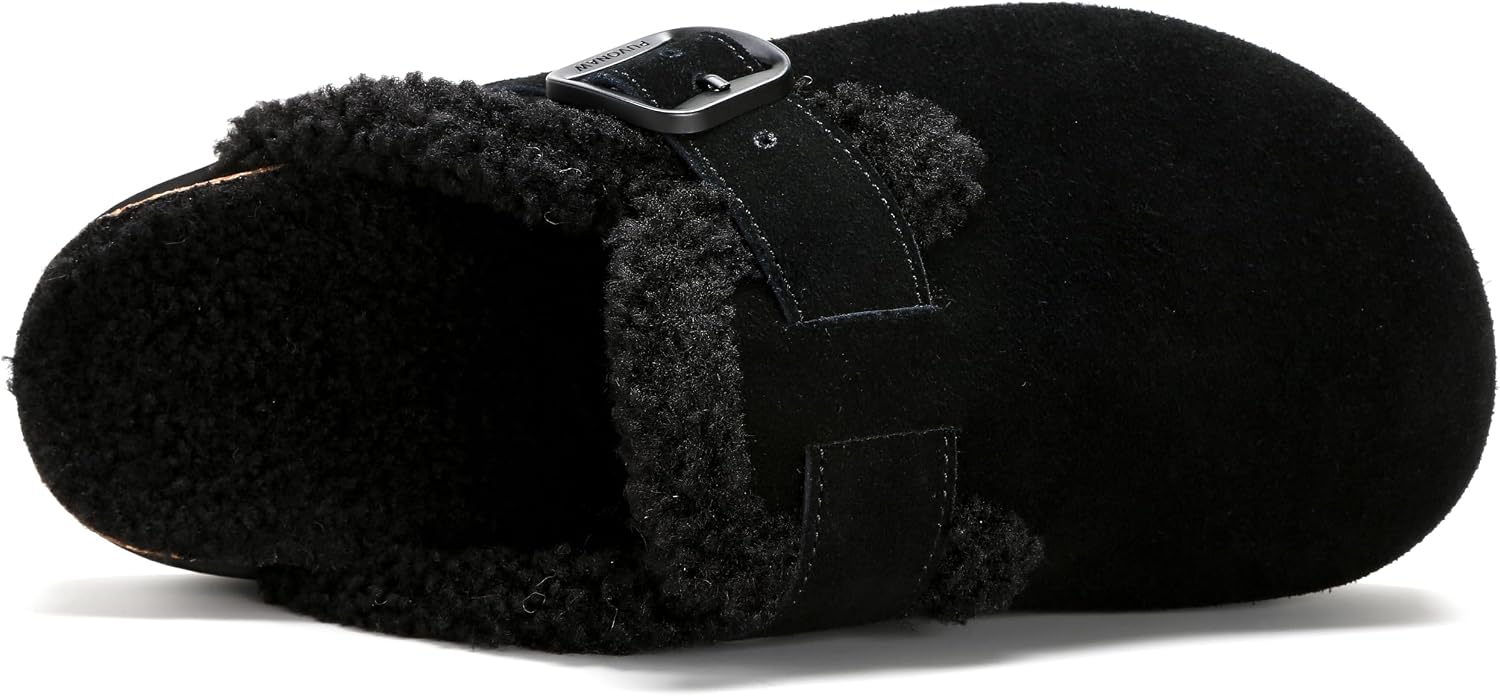 Women's Slip On Faux Shearling Platform Clog Suede Mules