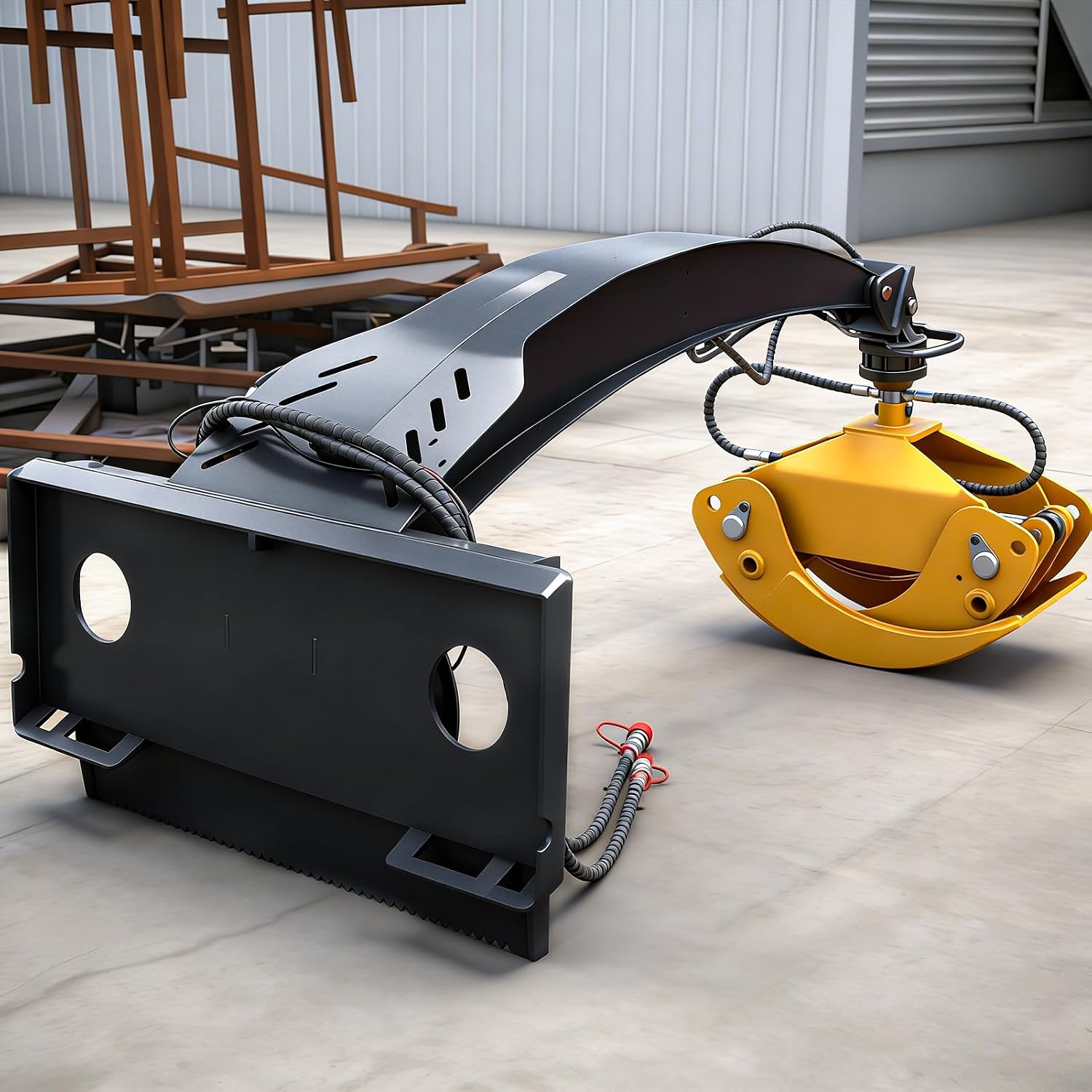 MIVA 66" Arm Skid Steer Hydraulic Log Grapple Attachment with 360° Rotational Ability and 2400 lbs Lift Capacity, Multi-Purpose for Land Clearing, Logging, & Sawmill