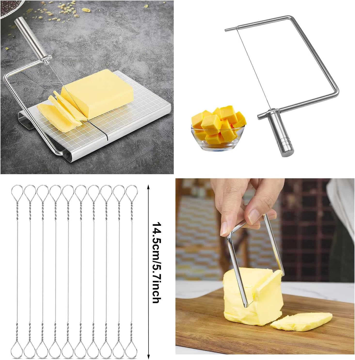Cheese Slicer wire replacement cheese cutter wire replacement cheese cutters for block Cheese slicer kit wire Cheese Butter Cutting polished Marble Cheese Slicer Board Wire (10, StyleA) image 5
