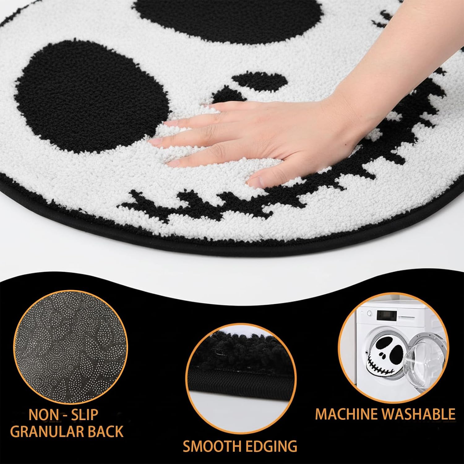 2Pcs Halloween Bathroom Rug,Nightmare Before Holiday Christmas Decoration