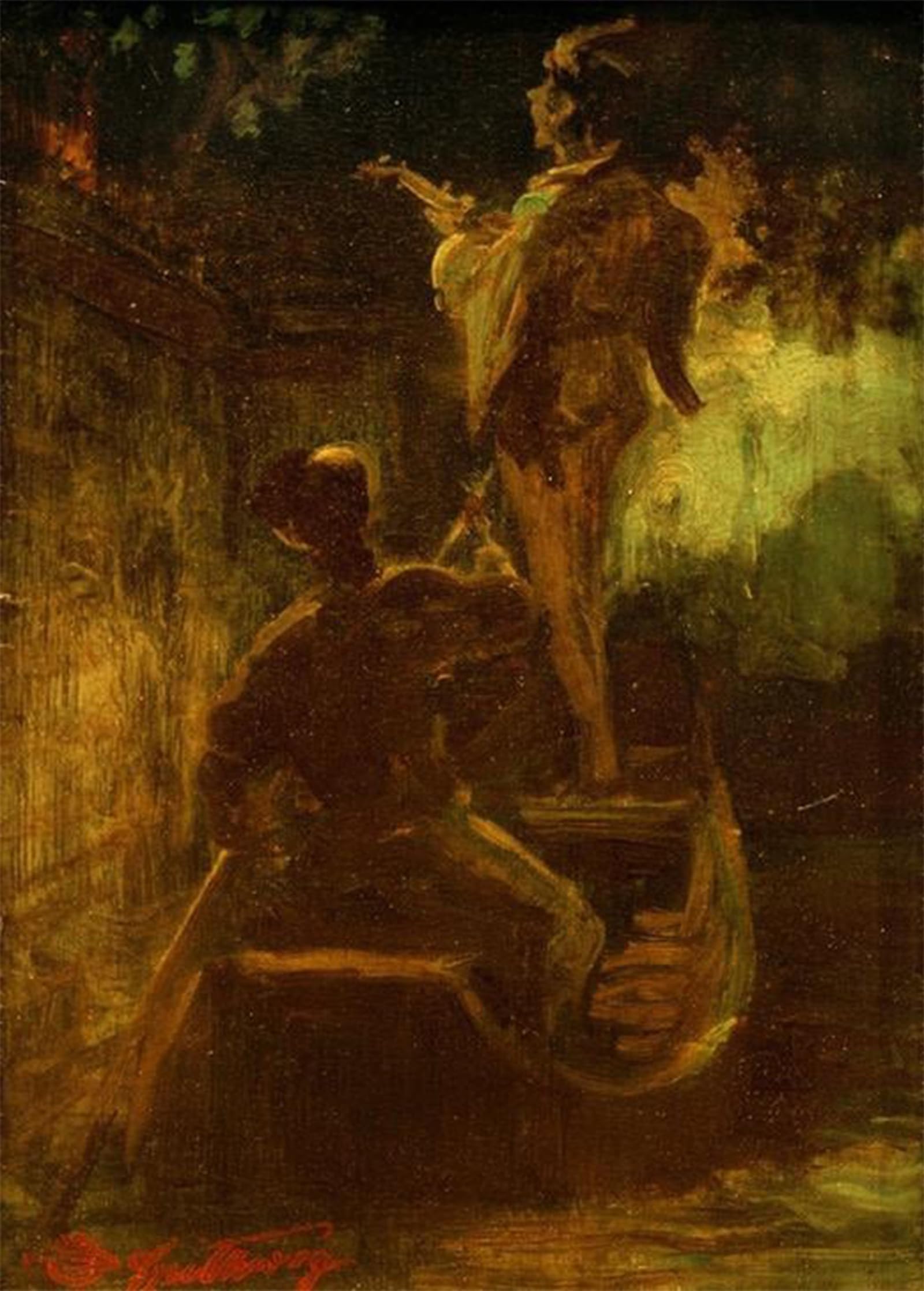 RZHRHJES Vintage Picture Wall Picture Painting Print Poster Washerwomen At the Well by Carl Spitzweg Abstract Wall Art Painting for Home Decor 60x90cm