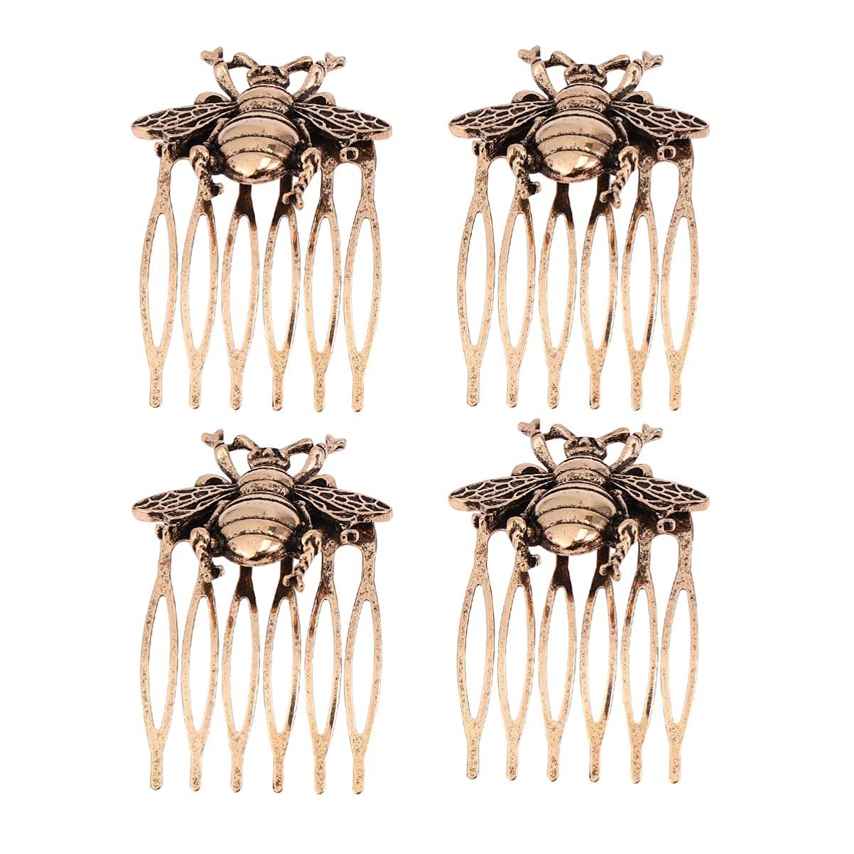 Minkissy 4pcs French Comb Bee Vintage Cartoon Animal Hair Combs Headwear Hairpin Hair Accessories for Wedding Banquet Party