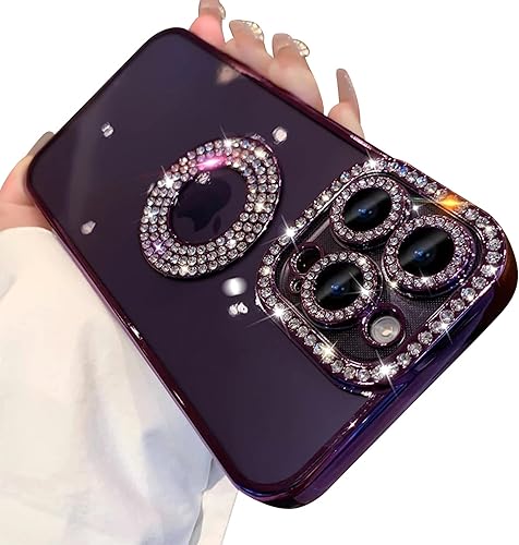 Fycyko Funda compatible con iPhone 11 con logotipo chapado transparente de lujo, con purpurina, bonito diseño brillante de diamante, fundas