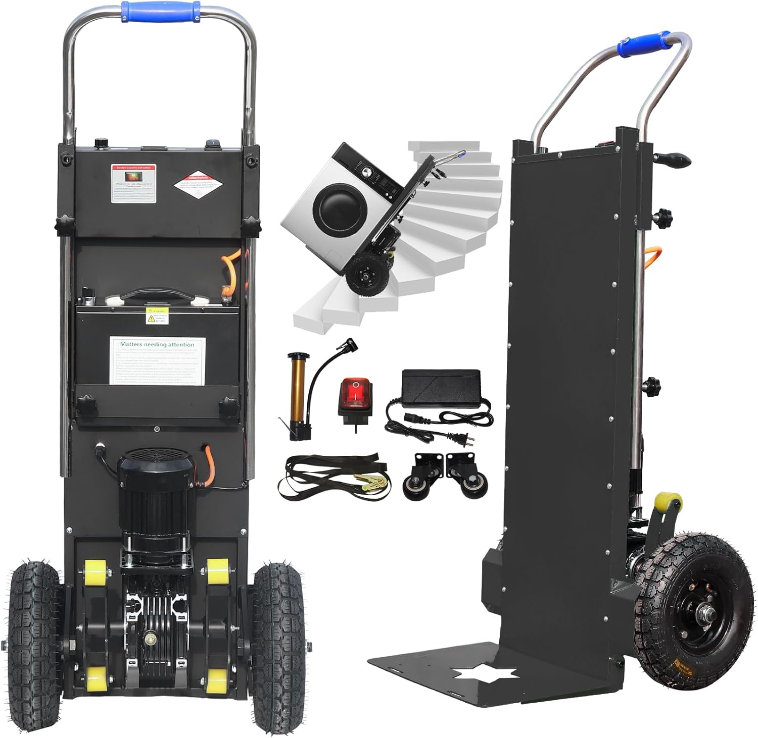 Electric Stair Climbing Hand Trucks Heavy Duty,880 LBS Hand Trucks High Load Capacity Electric Stair Climbing Hand Trucks Dolly Cart (Blue, 1 Battery)