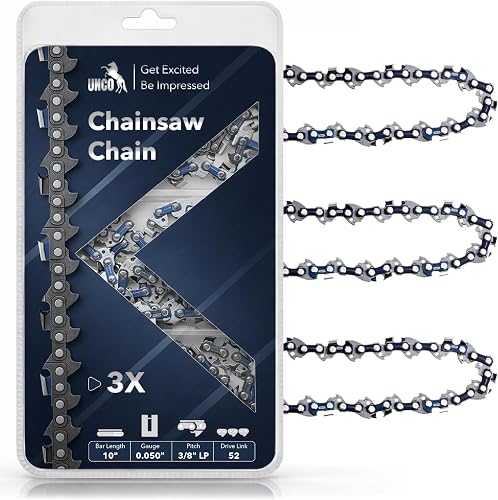 UNCO- Chainsaw Chain 14 Inch, 3 Pack, 3/8" LP Pitch, 0.05" Gauge, 52 Drive Links, Chain Saw Blade