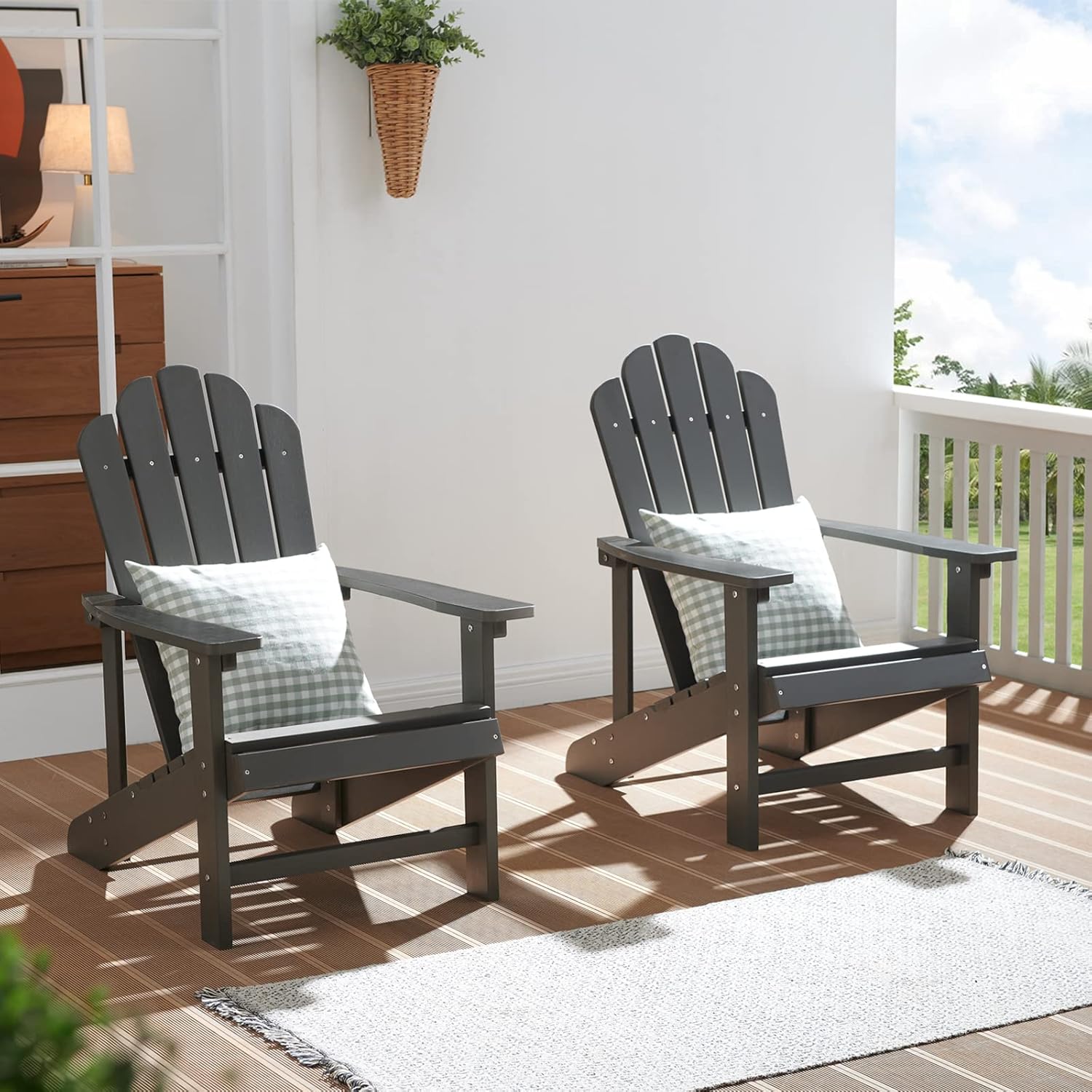 Adirondack Chairs Weather Resistant, Patio Firepit Chair, Sturdy Outside Chairs, Lawn Chairs, Easy Assembly 350lb, for Outdoor Patio Yard