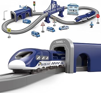 XIAPIA Electric Train Sets Toys for 3 Year Old Boys Girls, Train Track with Truck Car for Kids Boys Girls Age 3 Years Up, 66 Pcs Electric Track Accessories Car Set Christmas Xmas New Year Gifts