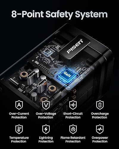 Miniatura 7 de PISEN Cargador inalámbrico Mag-Safe 4 en 1 Estación de carga GaN de 45 W para múltiples dispositivos, soporte magnético con certificación Qi,