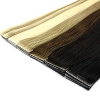 Vista 3 de 20 extensiones de cabello humano Remy invisibles inyectadas a máquina de poliuretano de 18 pulgadas (#1 negro)