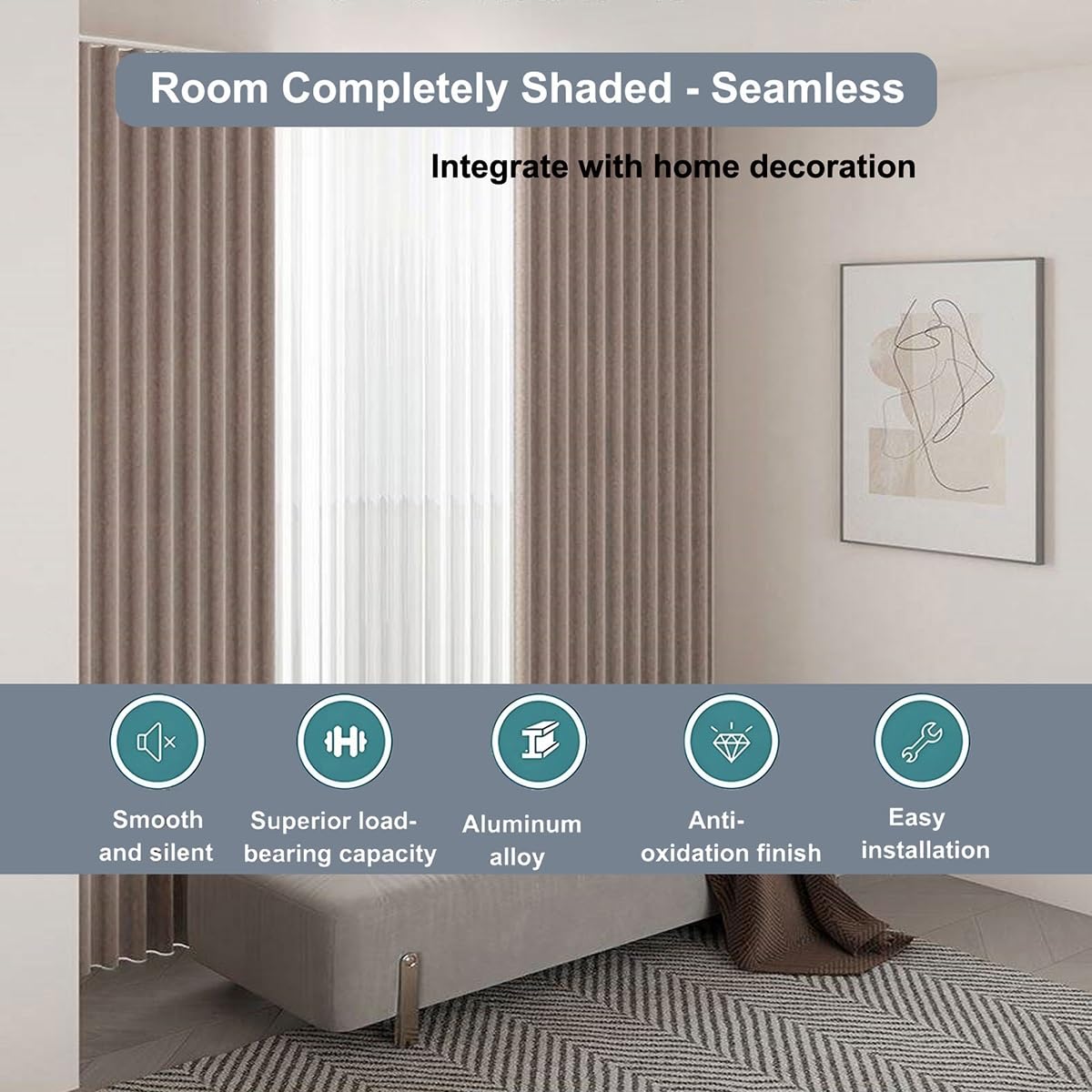 Rail de rideau plafond Double, Aluminium Rails pour Rideaux, Robustes Kit de Tringle à Rideaux avec Poulies À Lame d'acier, Silencieux Rails De Poulie pour Diviseur De Pièce(White,2.2m(7.2ft))