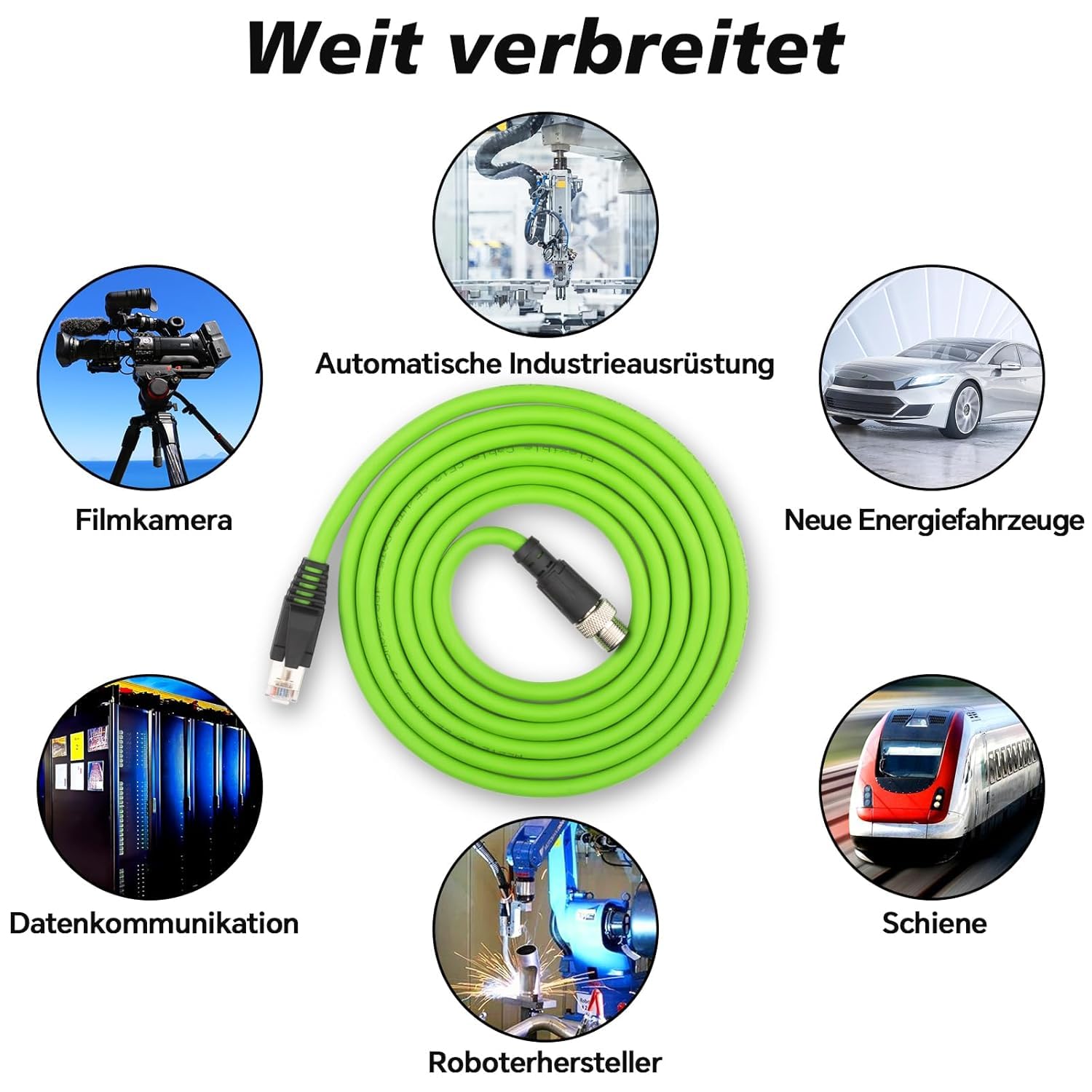 Lonlonty Câble Ethernet M12 4 Broches Vers RJ45, Câble Ethernet
