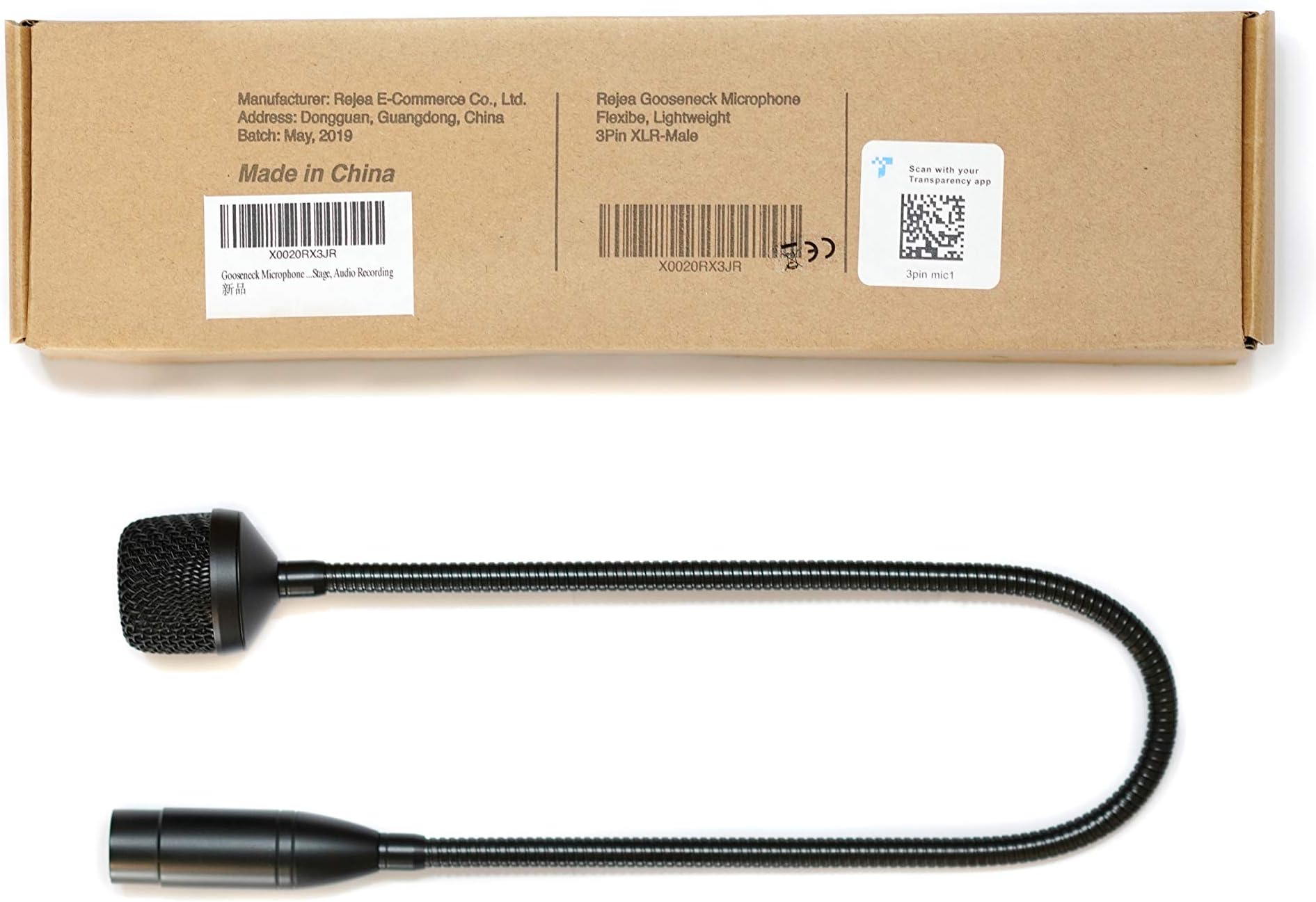 Gooseneck Microphone with 3 Pin XLR-Male Talk-Back, 19in Wired Flexible, 12VAC, Not with Base, Not for Phantom 48V, MovingCoil, Dynamic for Behringer, Midas, Soundcraft, Conference, Studio, Recording