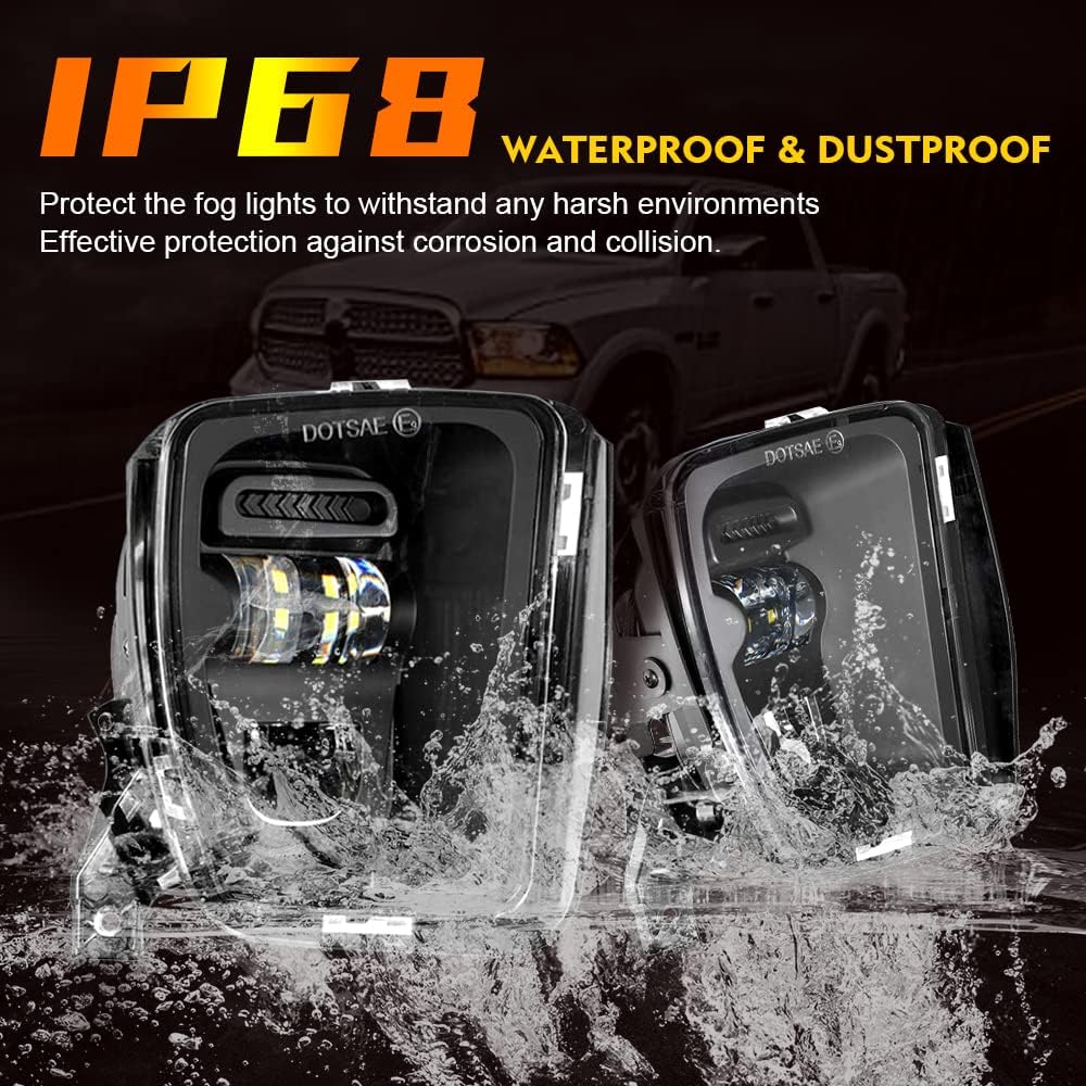 Dodge Ram 1500 LED Fog Lights 2013-2018 New Version fog lamps for Dodge Ram 1500 2013 2014 2015 2016 2017 2018 Truck Bumper Lamps Driving Accessories 2 pcs (Black)