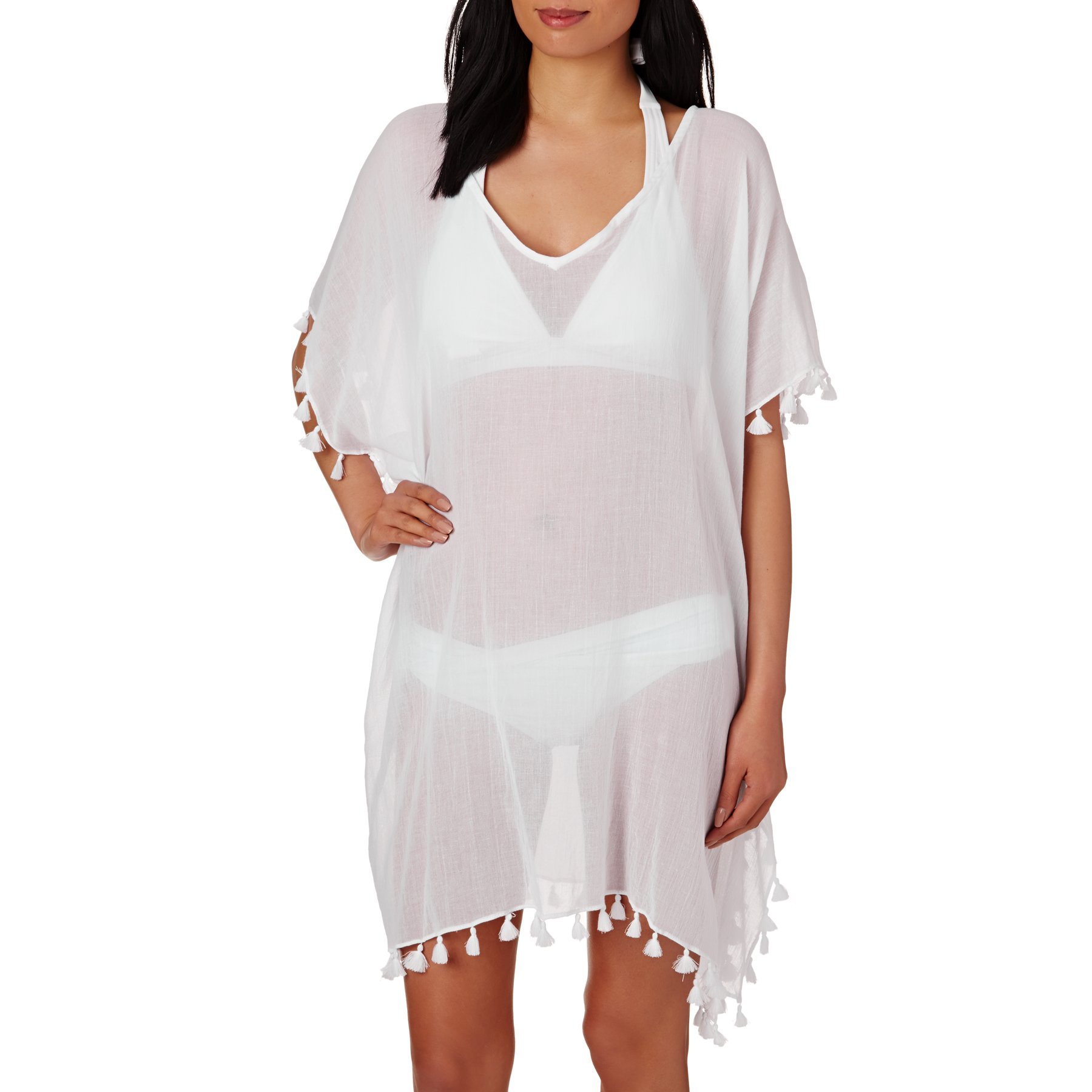 Seafolly womensAmnesia Kaftan Swimsuit Cover Up Short-Sleeve Swimwear Cover-Ups - White - One Size