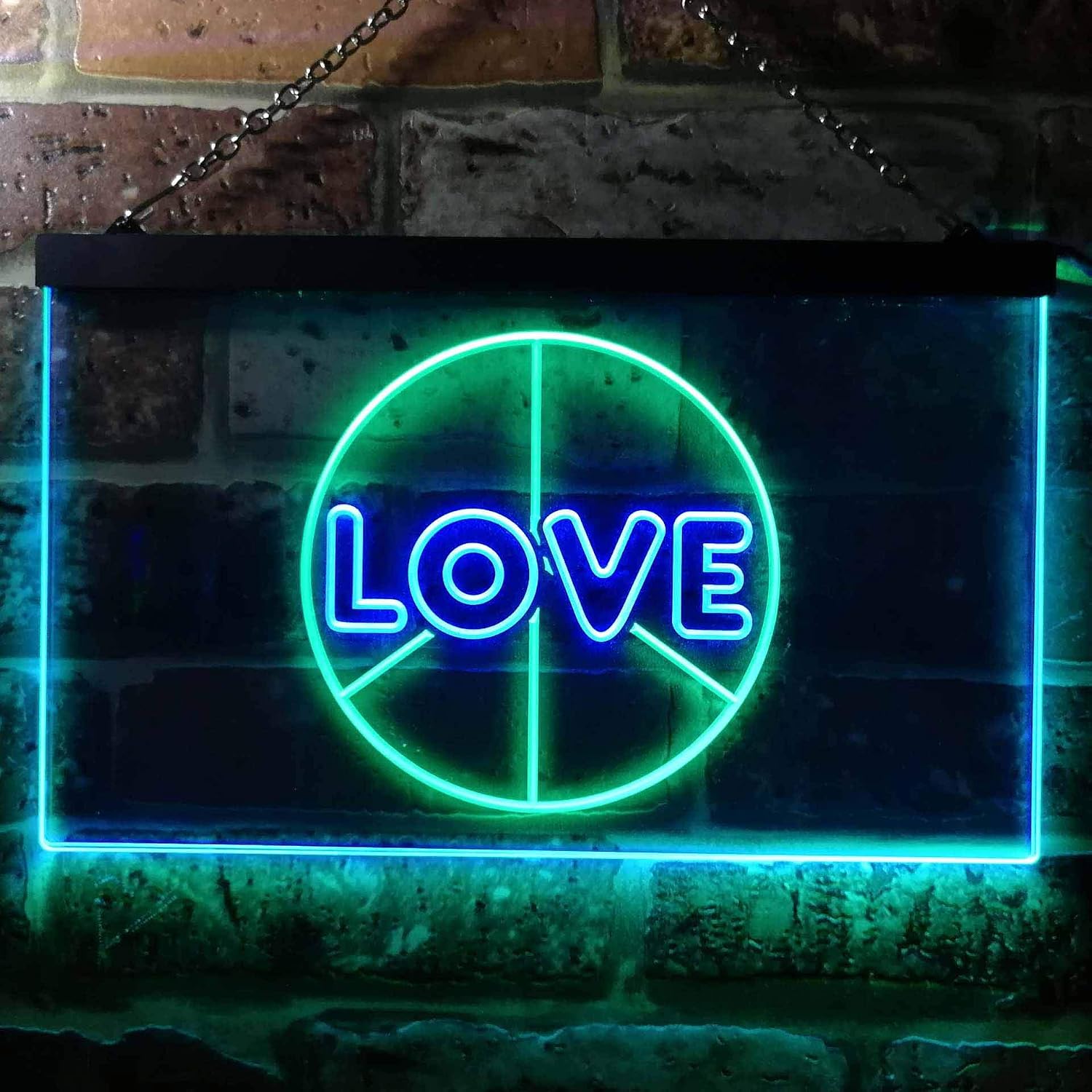 ADVPRO Love Peace Bedroom Decoration Dual Color LED Neon Sign Green & Blue 16" x 12" st6s43-i0450-gb