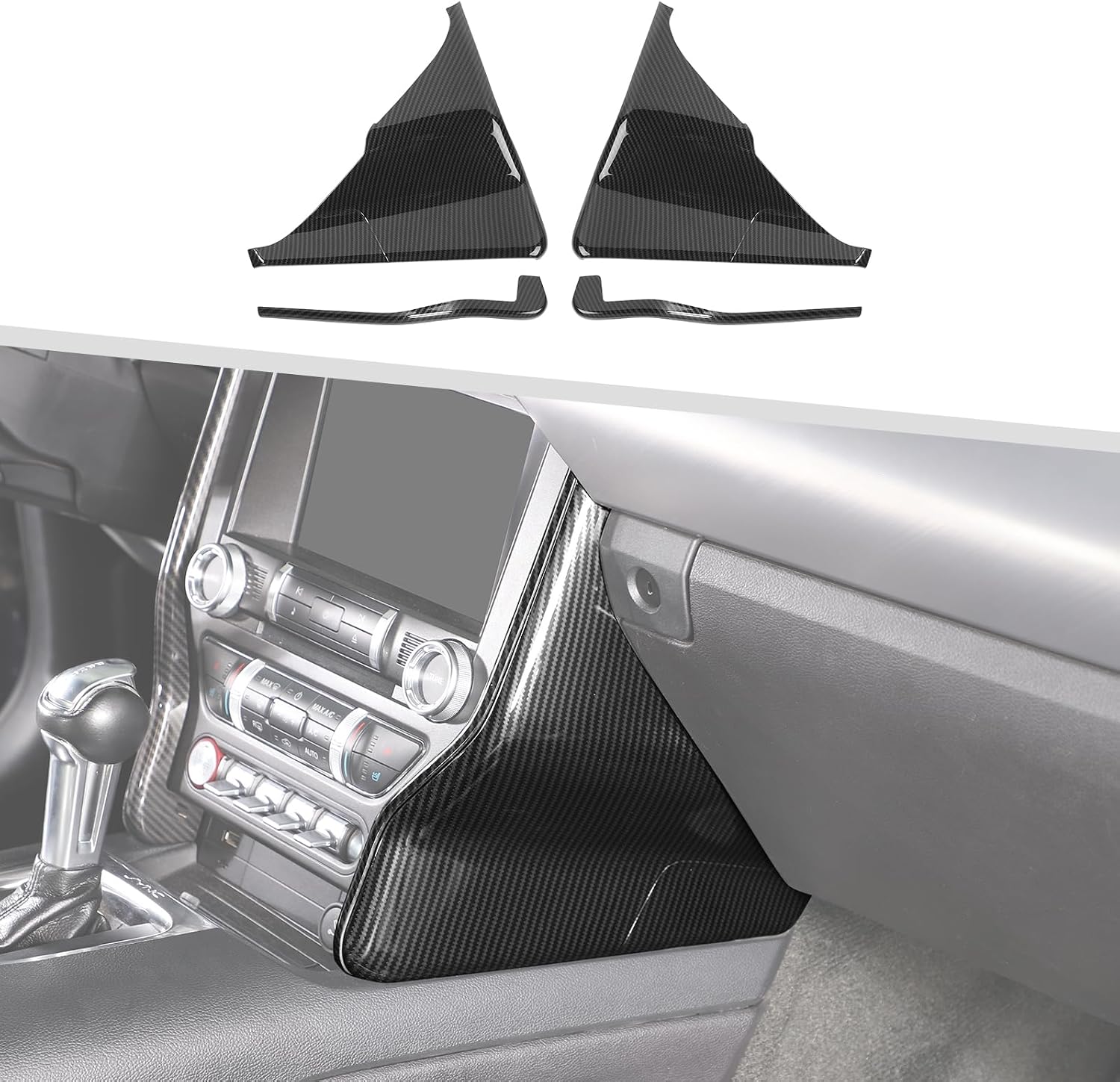 Jimen Compatible with Ford Mustang 2015-2023, 4PCS Center Console Side Dashboard Panel Trim Cover