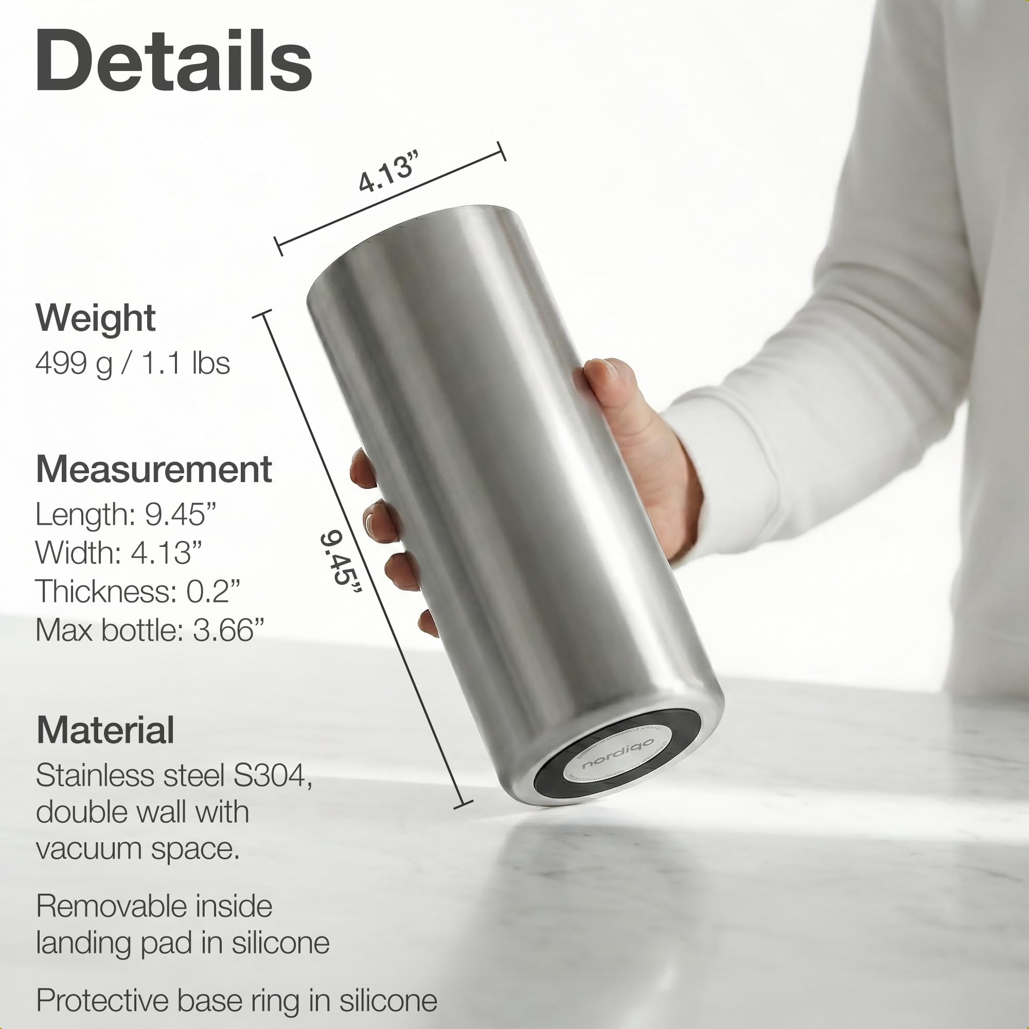 Stainless Steel Wine Chiller - Tall & Slim 9.5" Bottle Cooler — Amazon image 4