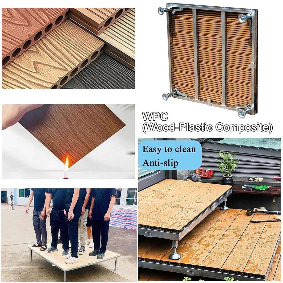 Plateforme SuréLevée en Bois Composite pour Terrasse, Pelouse et Camping