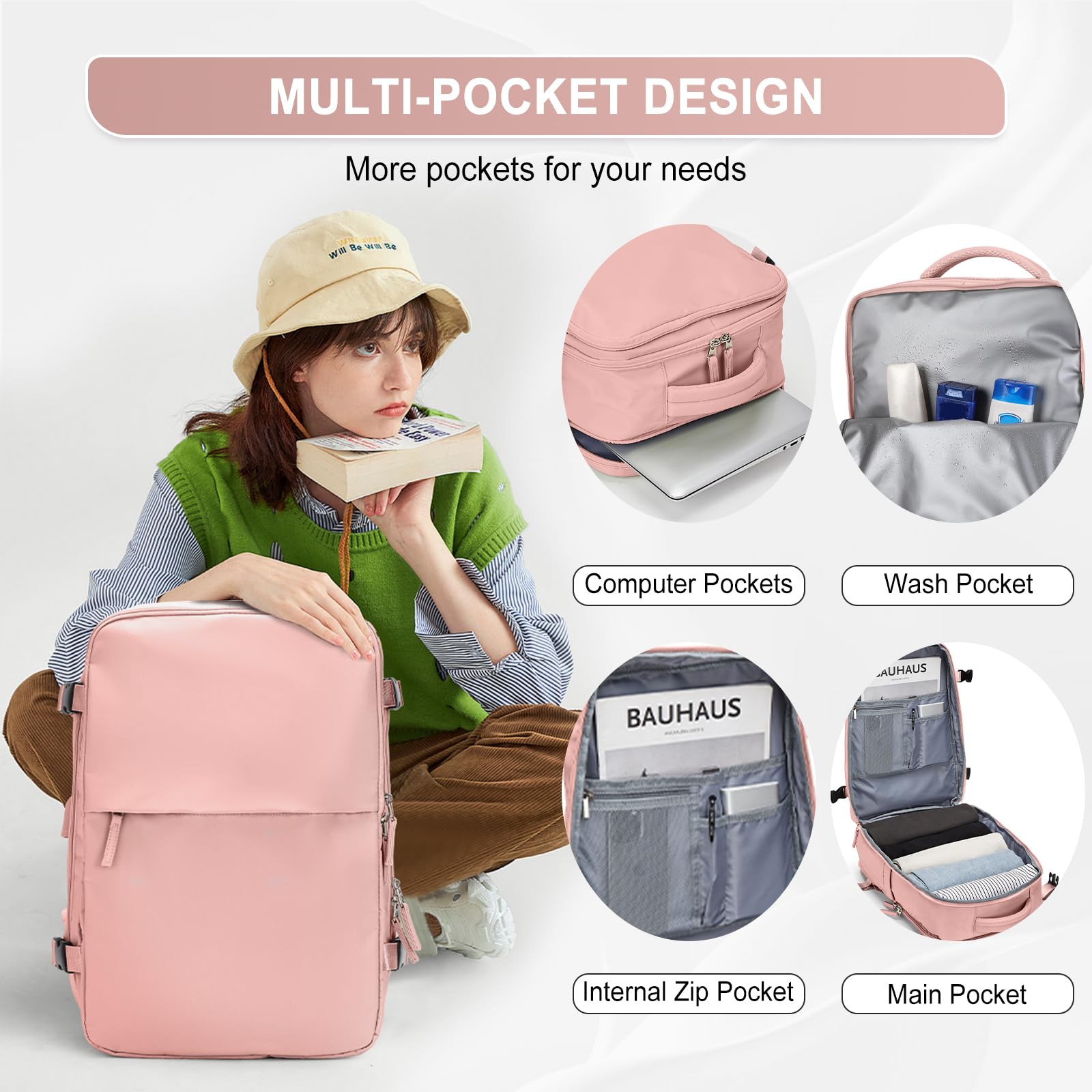 Zaino Bagaglio a Mano Ryanair 40x20x25 Zaino Aereo Borse da Cabina per Easyjet 45x36x20 Zaino da Viaggio donna con porta ricarica USB, Borsa da Viaggio aereo Zaino Computer Impermeabile Casual Daypack