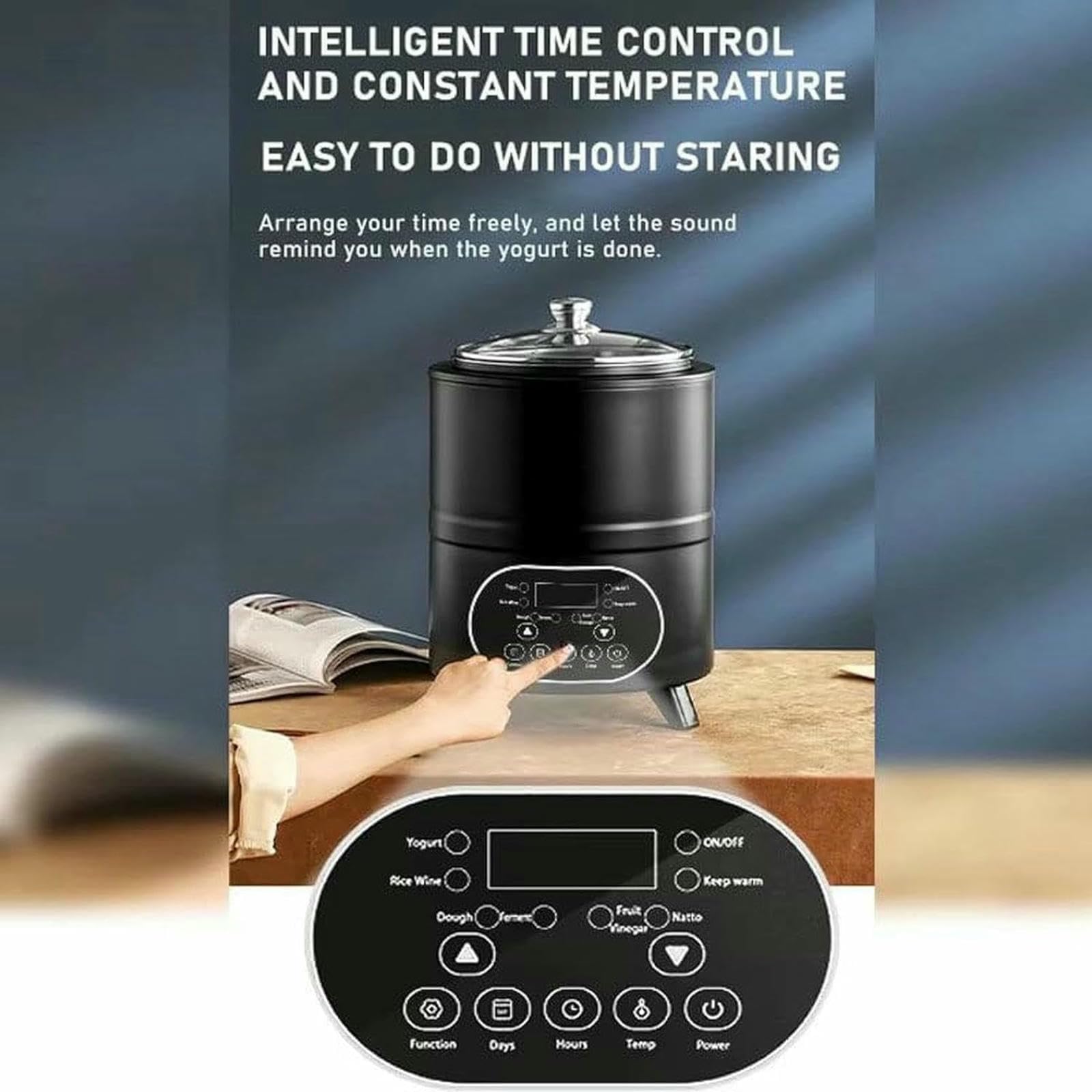Máquina De Fermentación De Yogur Comercial, Máquina De Yogur Digital LCD Automática, Máquina De Yogur Eléctrica Portátil para Yogur, Queso, Natto