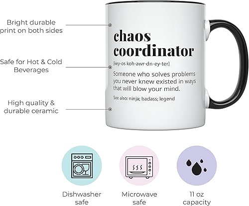 Miniatura 2 de YouNique Designs Chaos Coordinator - Taza de café portátil de 11 onzas, regalos de dama jefa para mujeres, regalos únicos para mujeres, regalos