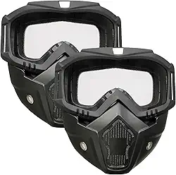 Pacote Com 2 Máscaras De Airsoft, Rosto Inteiro, Máscara Tática, Óculos De Proteção Para Capacete De Motocicleta Com Máscara Facial Removível Para Homens E Mulheres