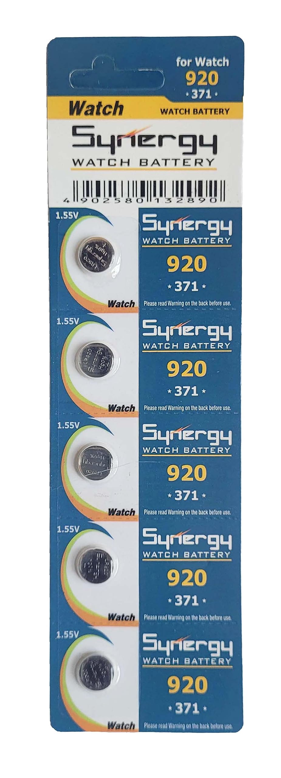 Synergy 920 (371) LR920 1.55V Alkaline Batteries for Wrist Watches (Pack of 5 Batteries)
