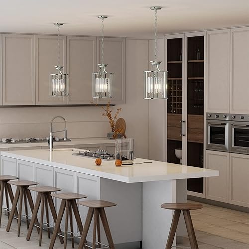 Miniatura 7 de Baunoisk Lámpara colgante de metal negro y cristal, isla de cocina, comedor, dormitorio, 9.4 x 56.7 pulgadas, 500 lúmenes, LED de 60 W, control