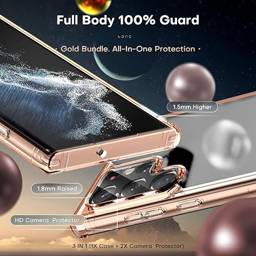 Miniatura 4 de Funda TOCOL [Paquete de 1+2] diseñada para Samsung Galaxy S22 Ultra, con 2 protectores de lente de cámara, parte trasera dura mate translúcida Verde