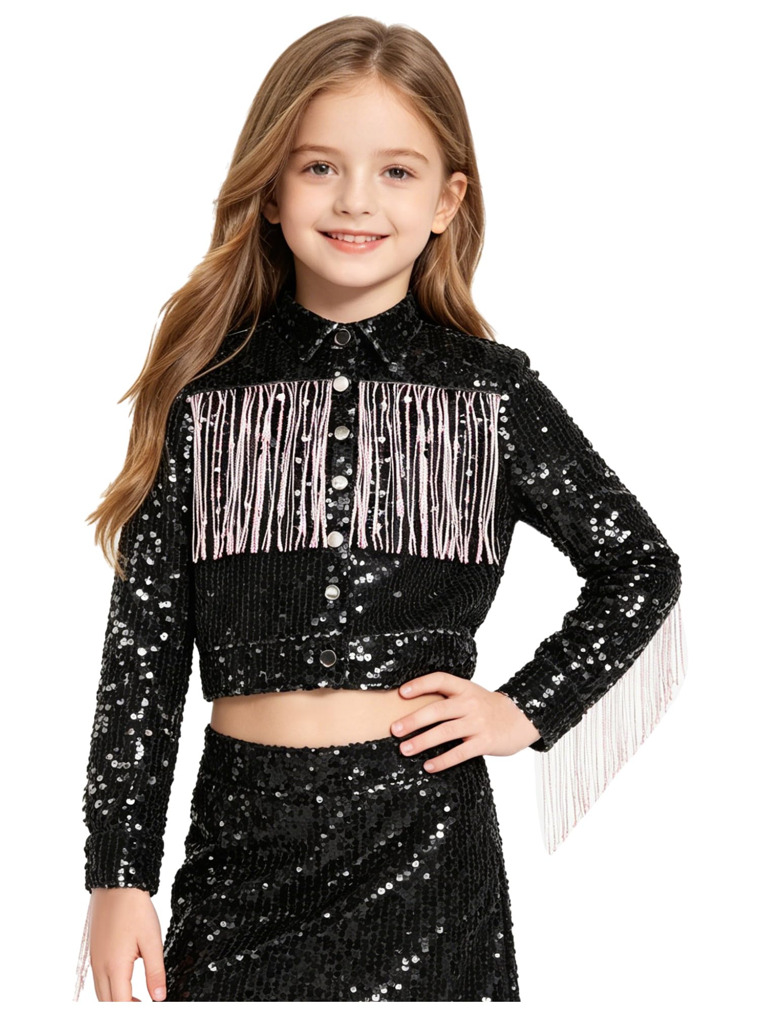 Bambina Abbigliamento Esterno Bottone alla Moda Cardigan con Fiocchi Boho Cardigan Motocicletta con Fiocchi Western Casuale
